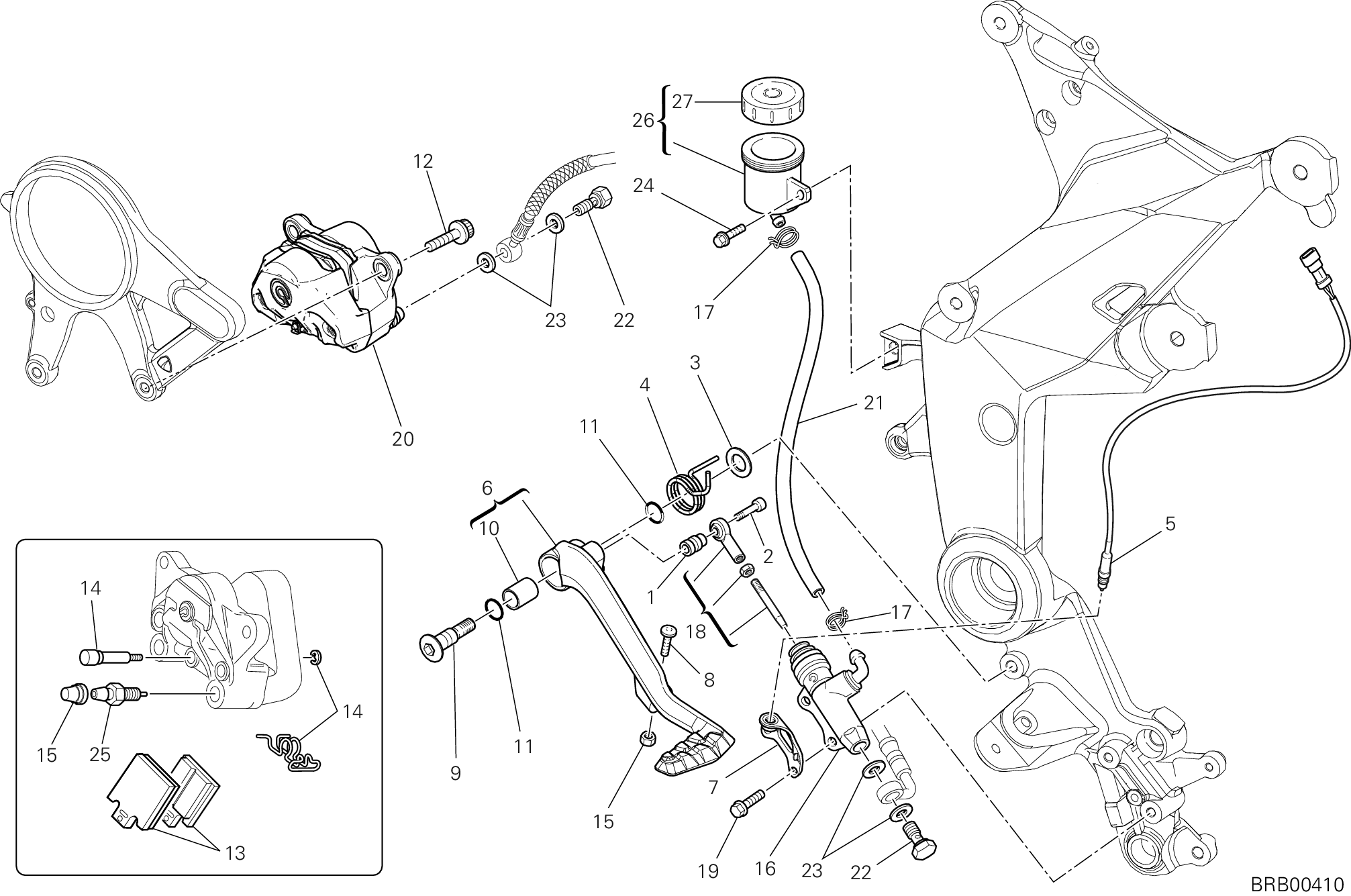 025 SYSTEME DE FREIN ARRIERE POUR MULTISTRADA 1200 ABS 2013