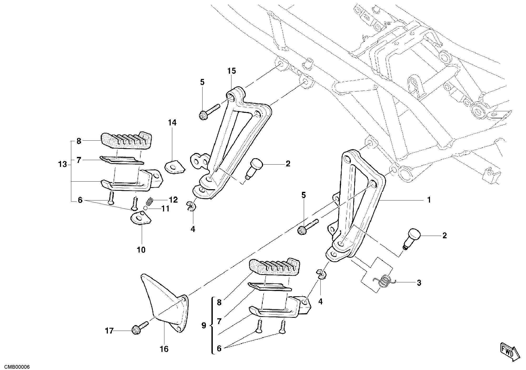 021 REPOSE PIEDS DROIT POUR SPORT TOURING ST4 S 2005