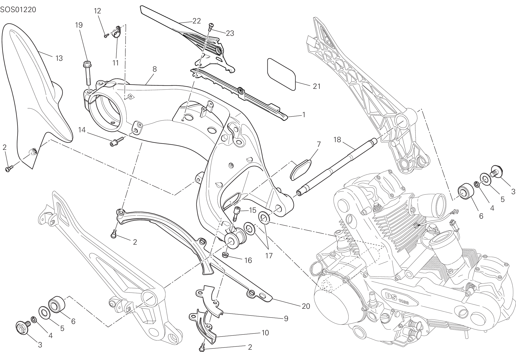 032 BRAS OSCILLANT POUR MONSTER 796 ANNIVERSARY 2013