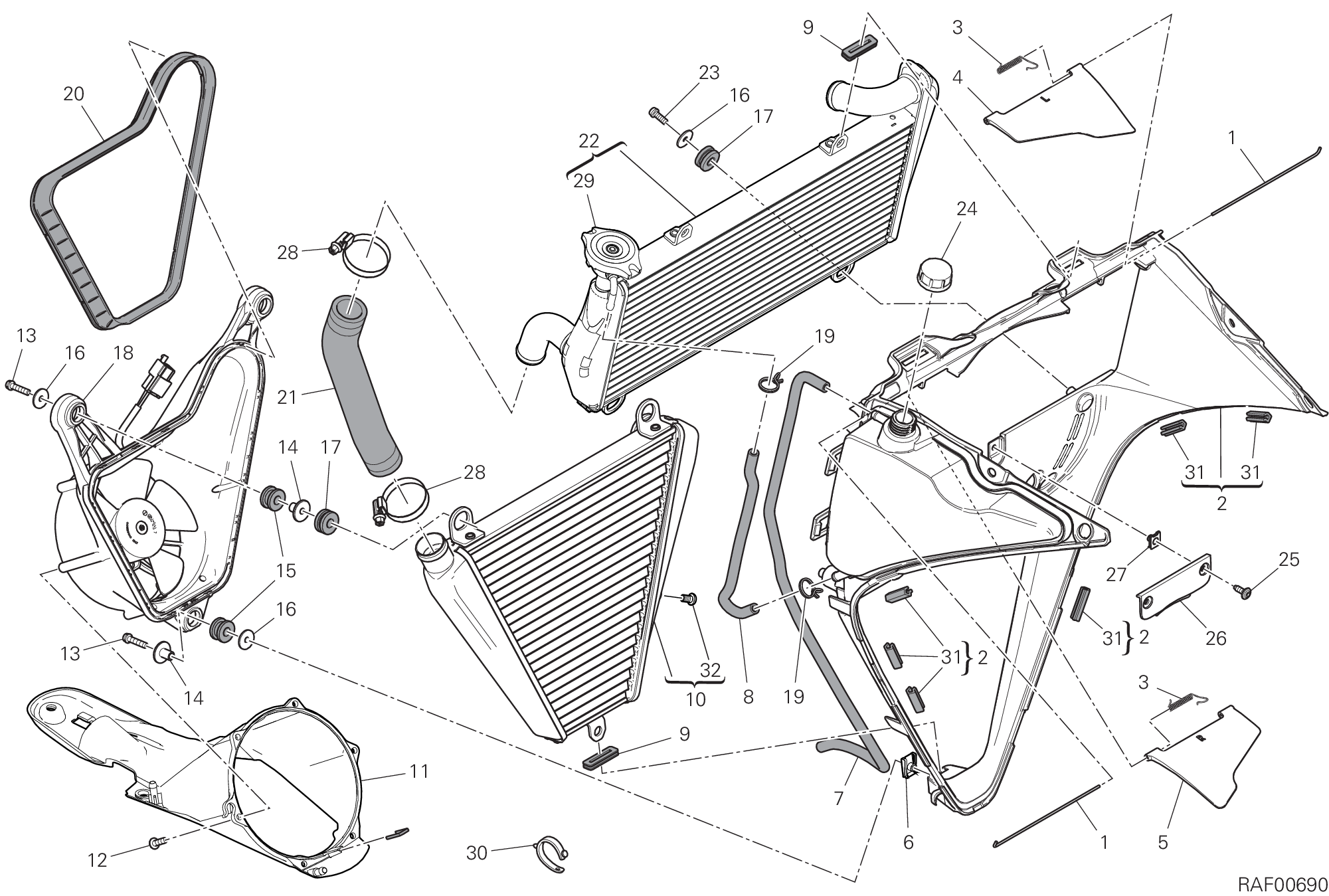 030 RADIATEUR DEAU POUR SUPERBIKE 1299 SUPERLEGGERA 2017