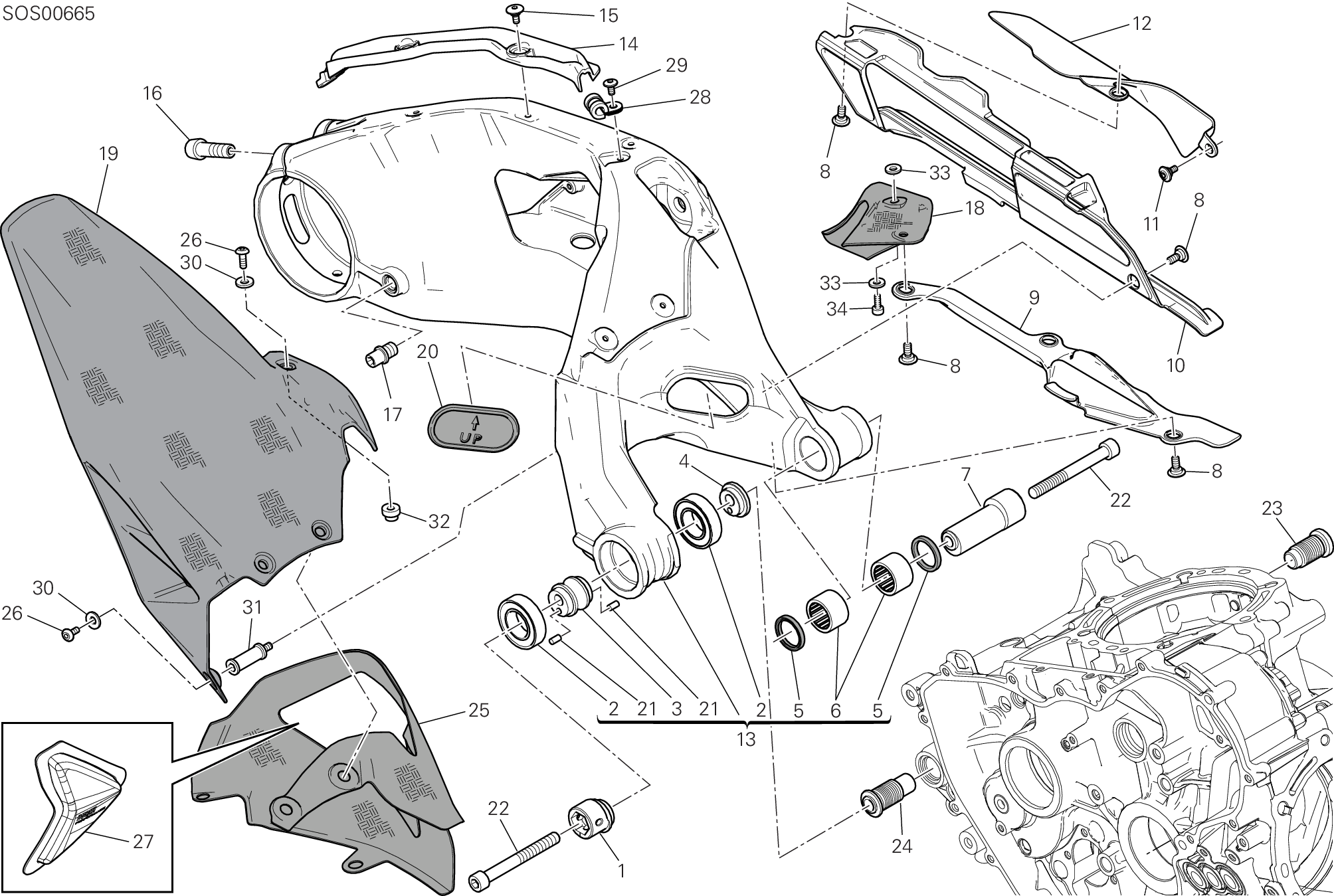 28A BRAS OSCILLANT ARRIERE POUR SUPERBIKE 1199 PANIGALE R 2013