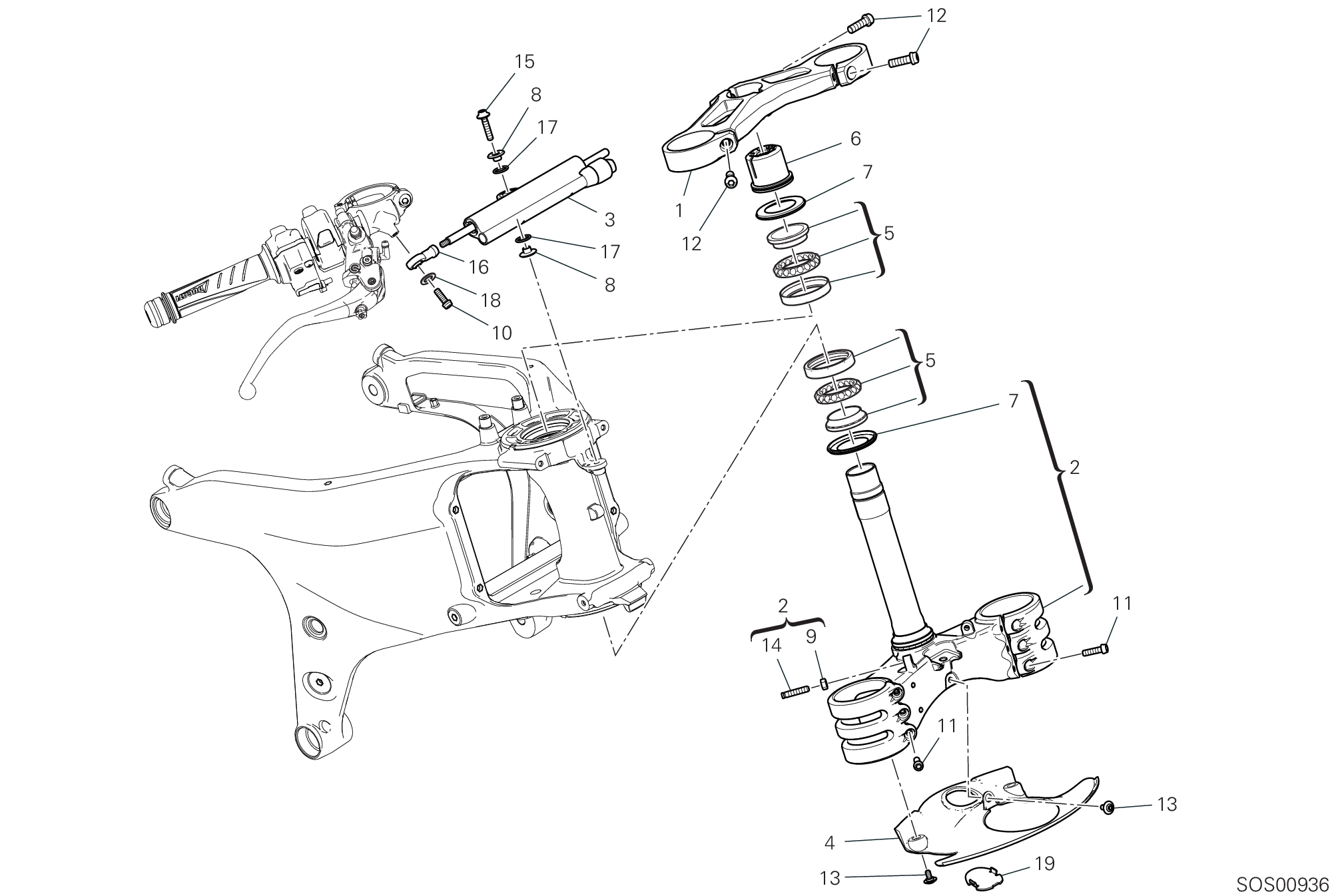 18A ENSEMBLE DIRECTION POUR SUPERBIKE PANIGALE V4 S 2018