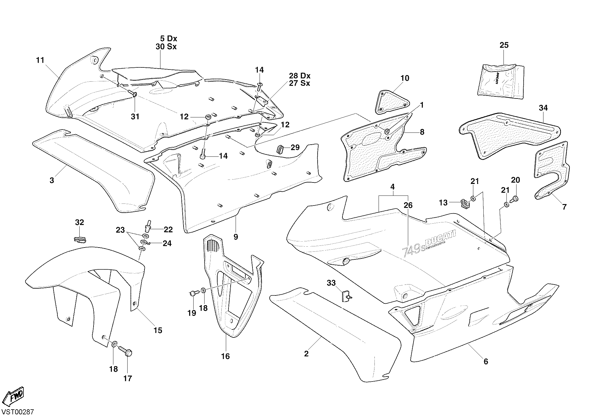 34A HABILLAGE POUR SUPERBIKE 749 S 2003