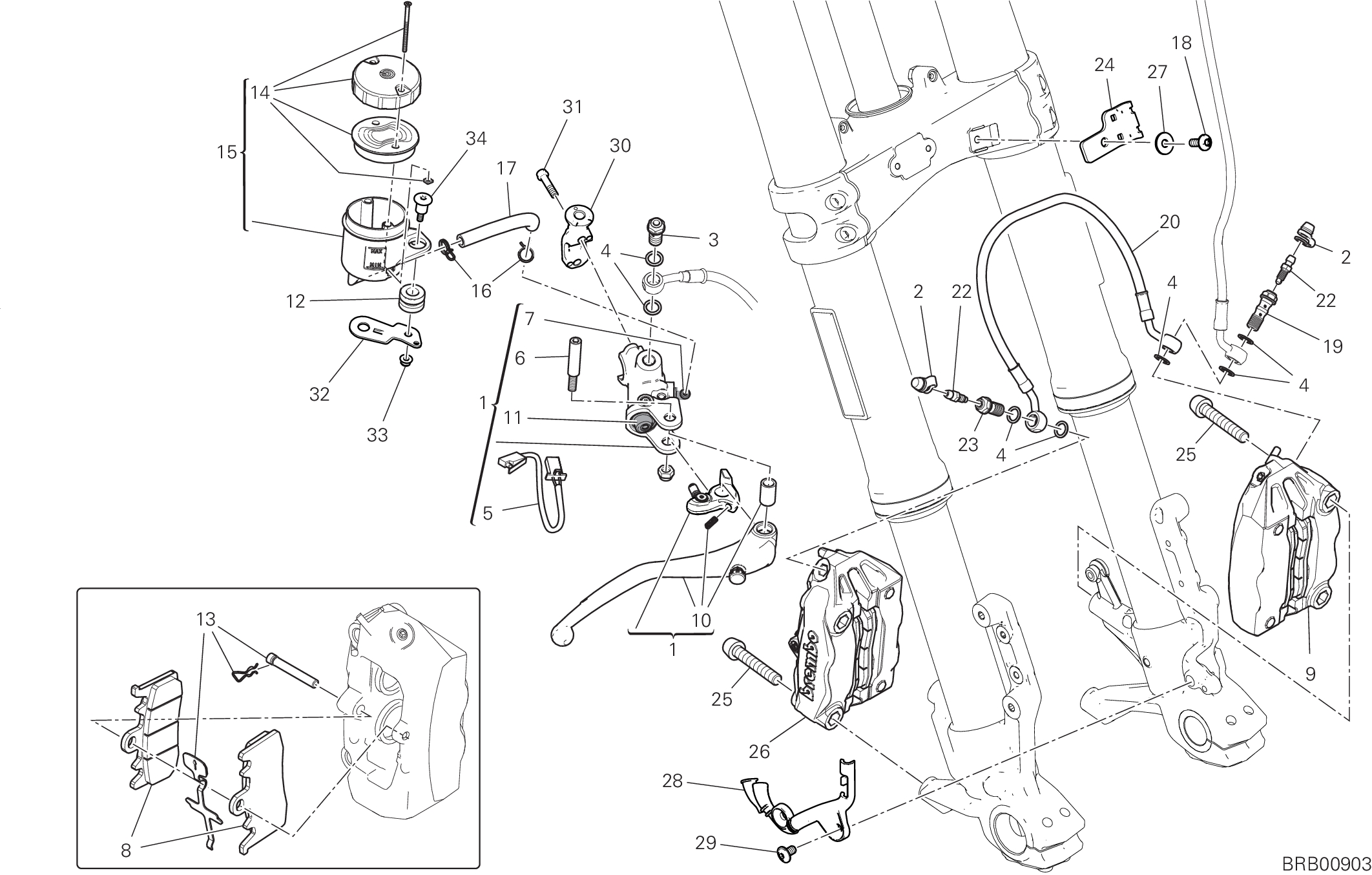 024 SYSTEME DE FREIN AVANT POUR MULTISTRADA V2 2025