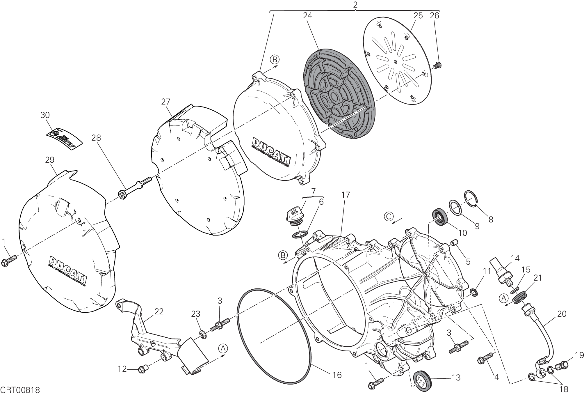 005 COUVERCLE DEMBRAYAGE DISTRIBUTION POUR SUPERBIKE 959 PANIGALE CORSE 2019