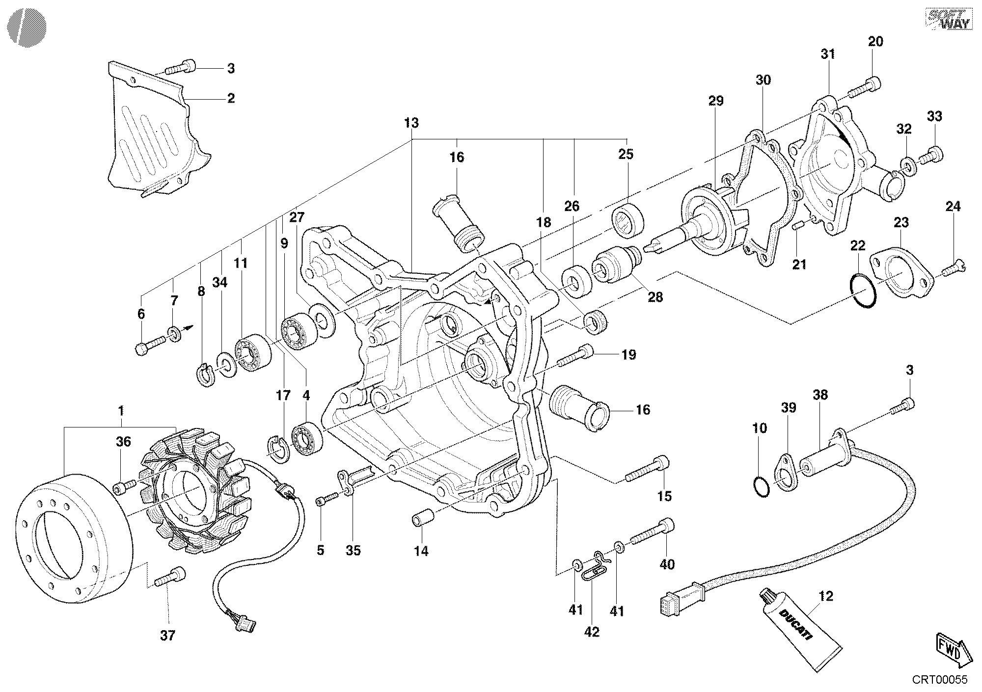 011 COUVERCLE GENERATEUR POMPE EAU POUR SUPERBIKE 998 2002