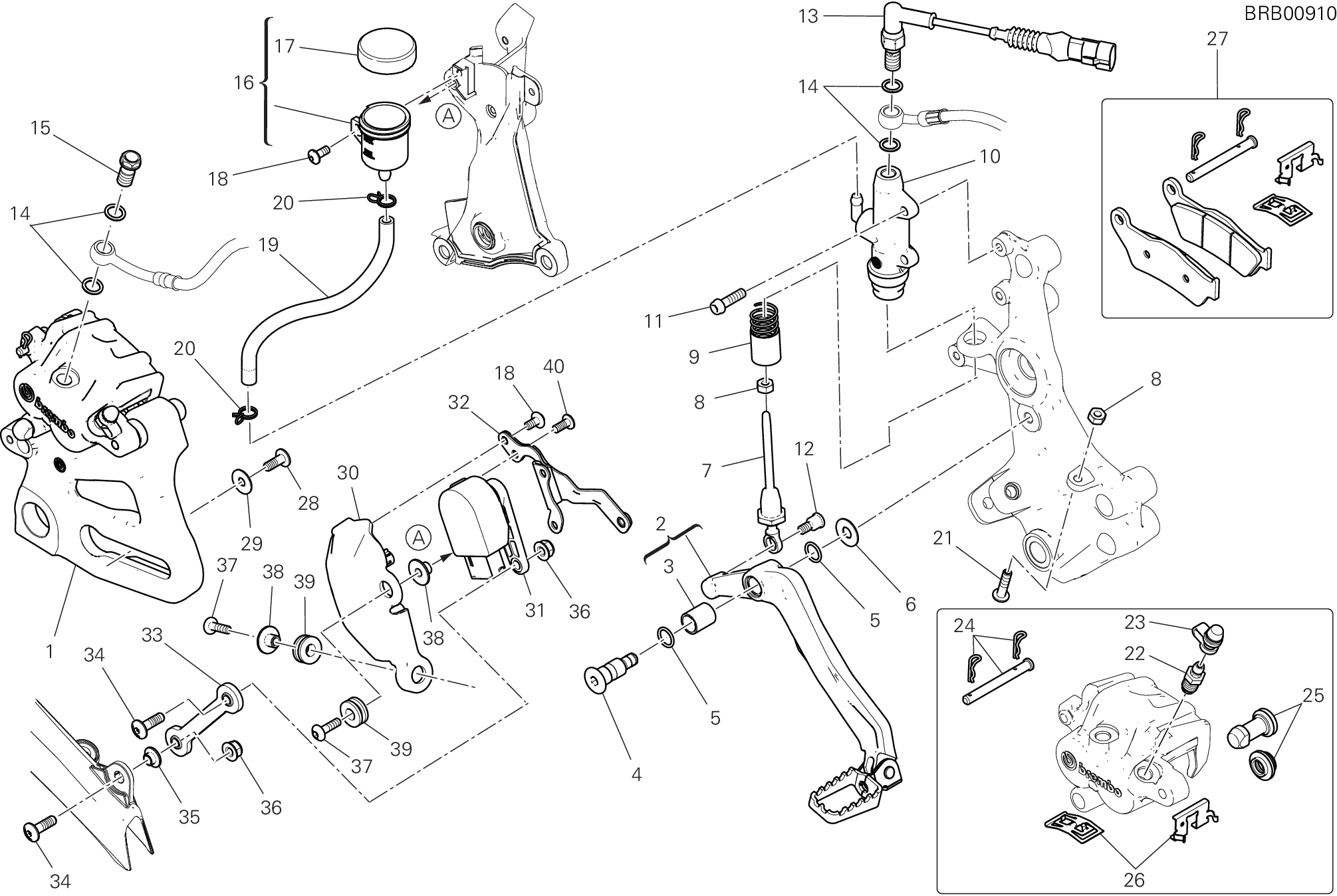 025 SYSTEME DE FREIN ARRIERE POUR MULTISTRADA V2 S 2025