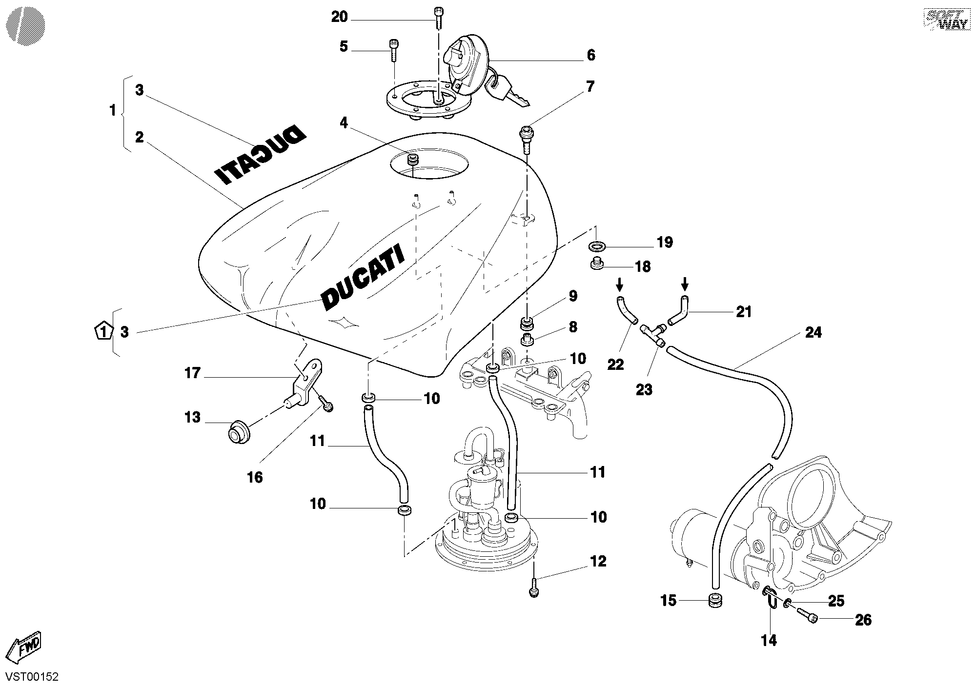 034 RESERVOIR CARBURANT POUR SUPERBIKE 748 E 2001