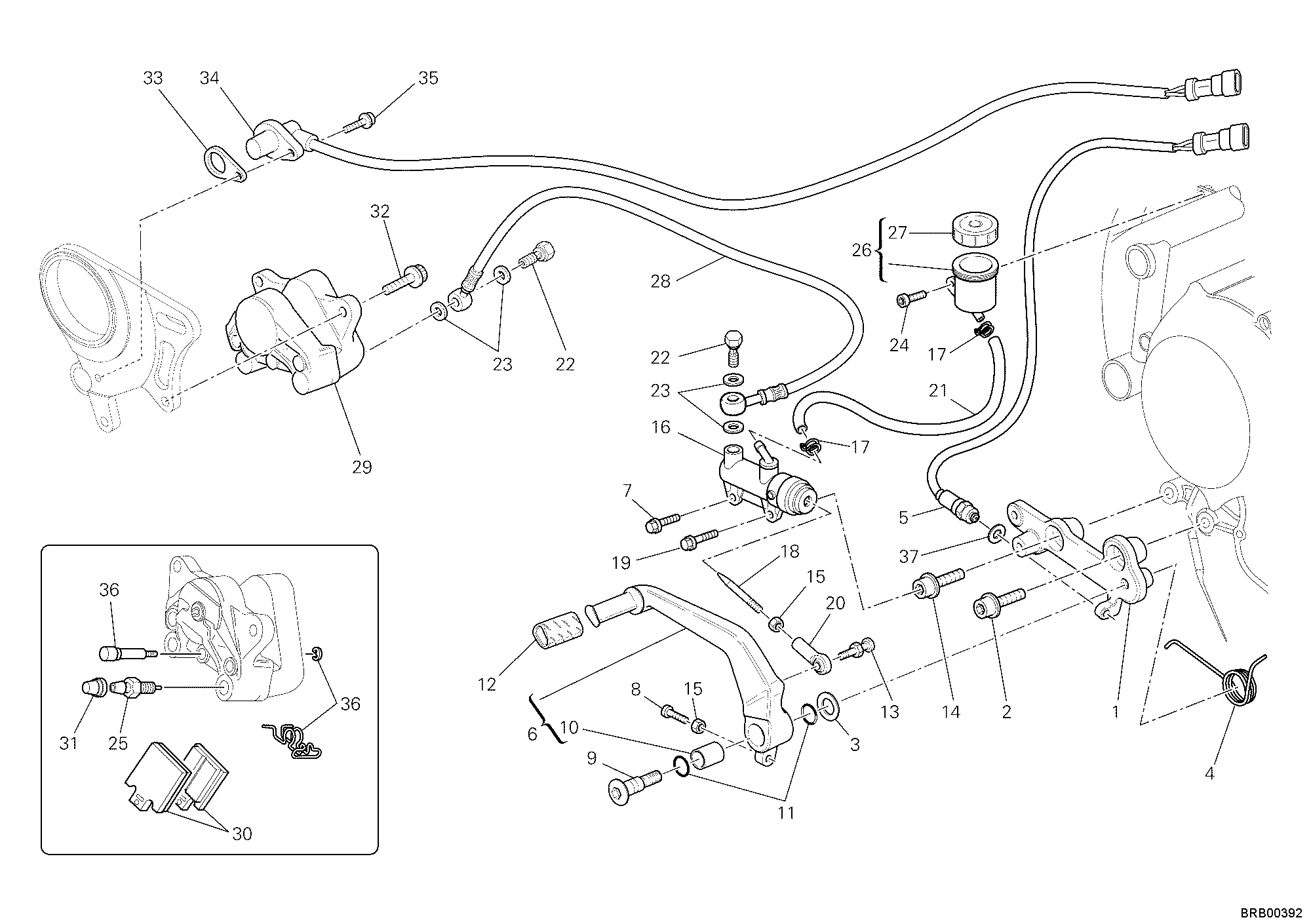 025 SYSTEME DE FREIN ARRIERE POUR SUPERBIKE 848 EVO 2011