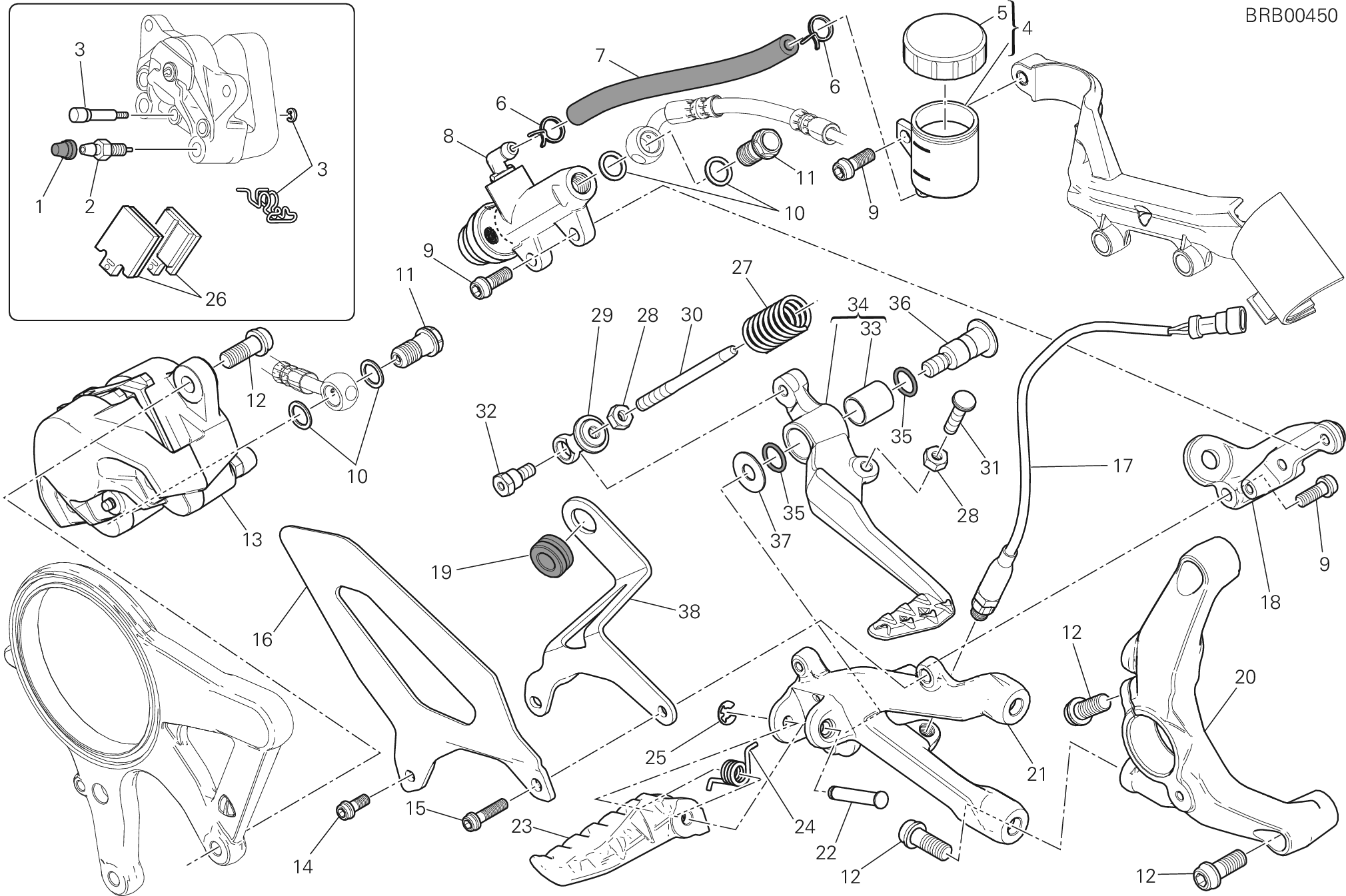 025 SYSTEME DE FREIN ARRIERE POUR SUPERBIKE 1199 PANIGALE ABS 2014
