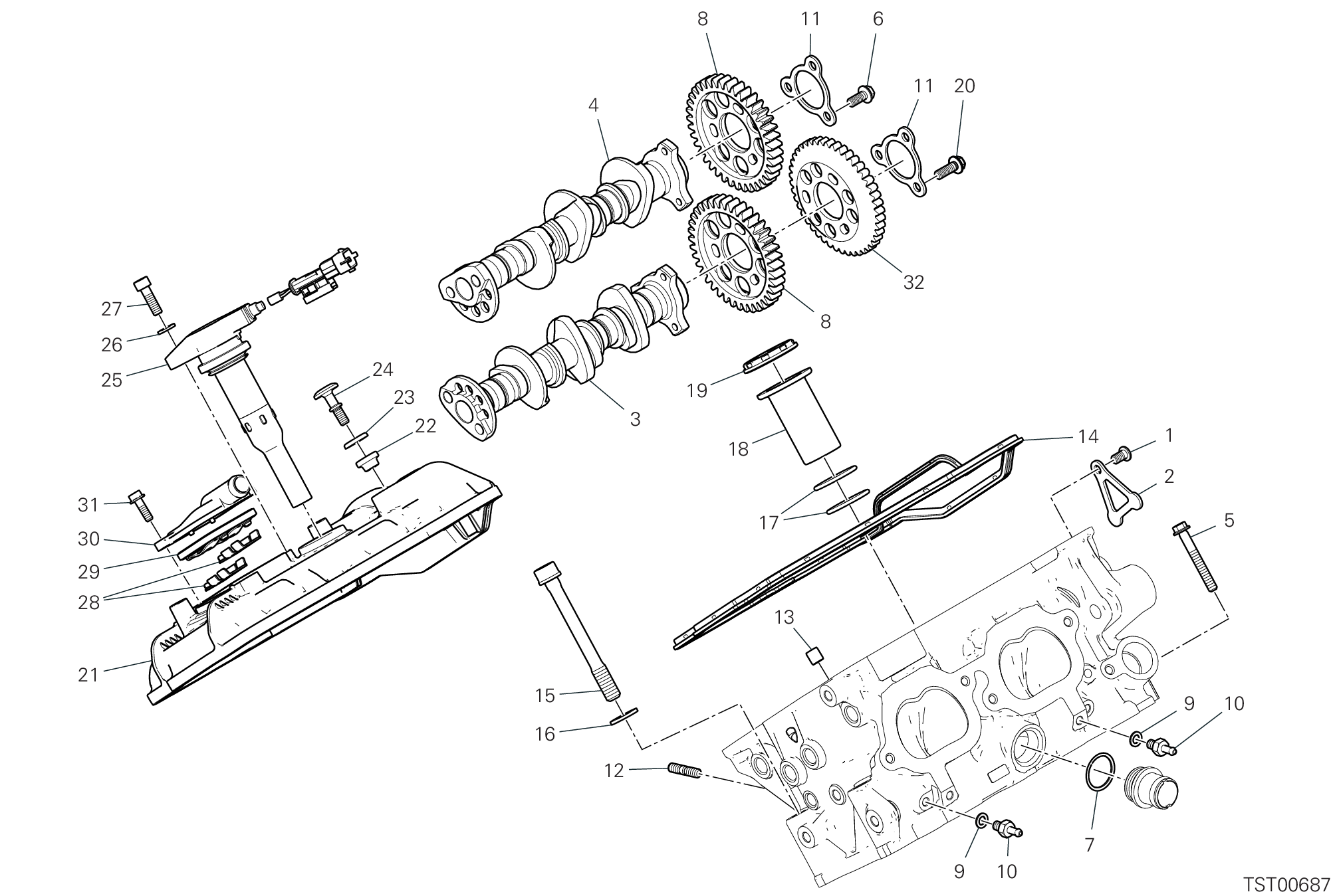 12B CULASSE ARRIERE DISTRIBUTION POUR SUPERBIKE SUPERLEGGERA V4 2020