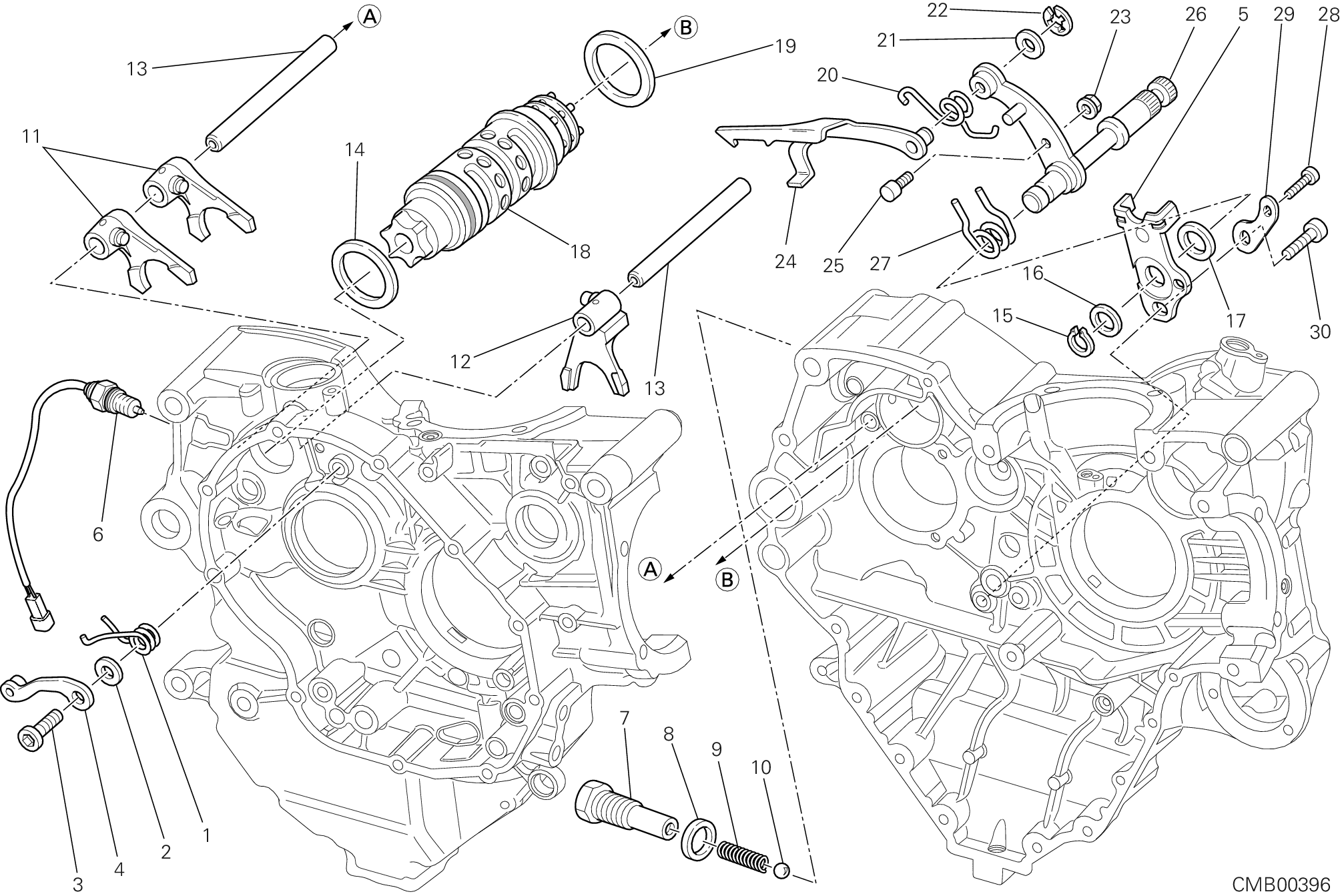 002 ARBRE SELECTEUR DE VITESSES POUR DIAVEL 2012