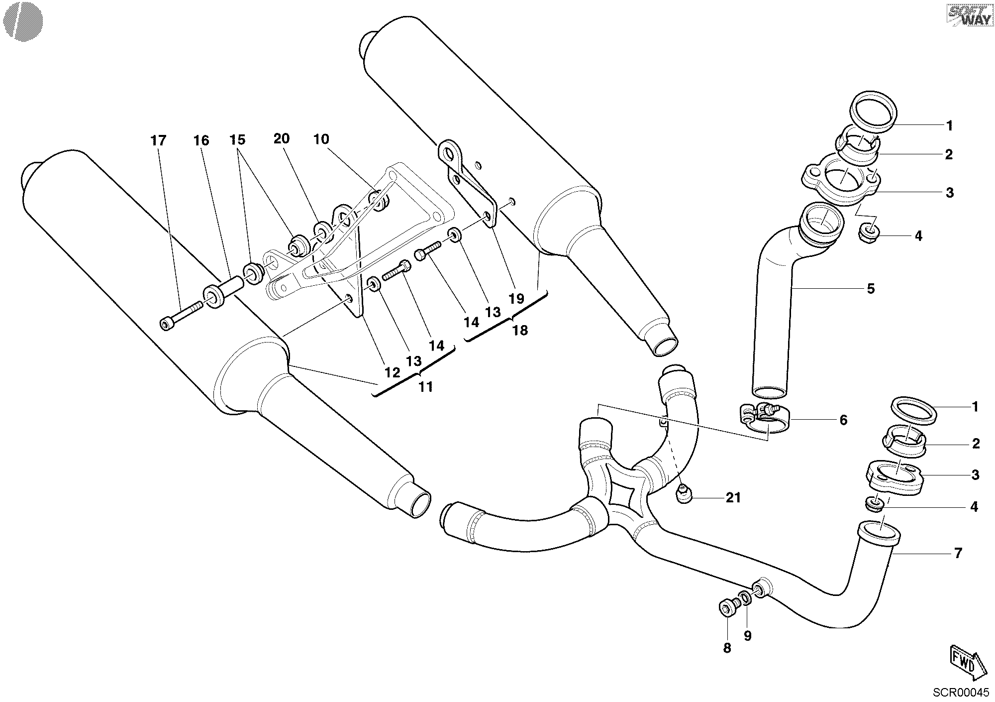 017 ECHAPPEMENT POUR SUPERSPORT 800 SS 2004