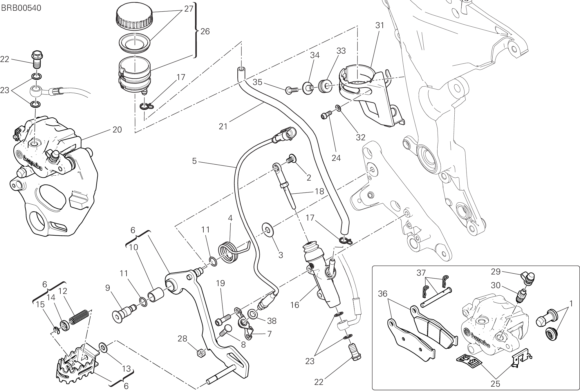 025 SYSTEME DE FREIN ARRIERE POUR MULTISTRADA 1200 ENDURO 2016