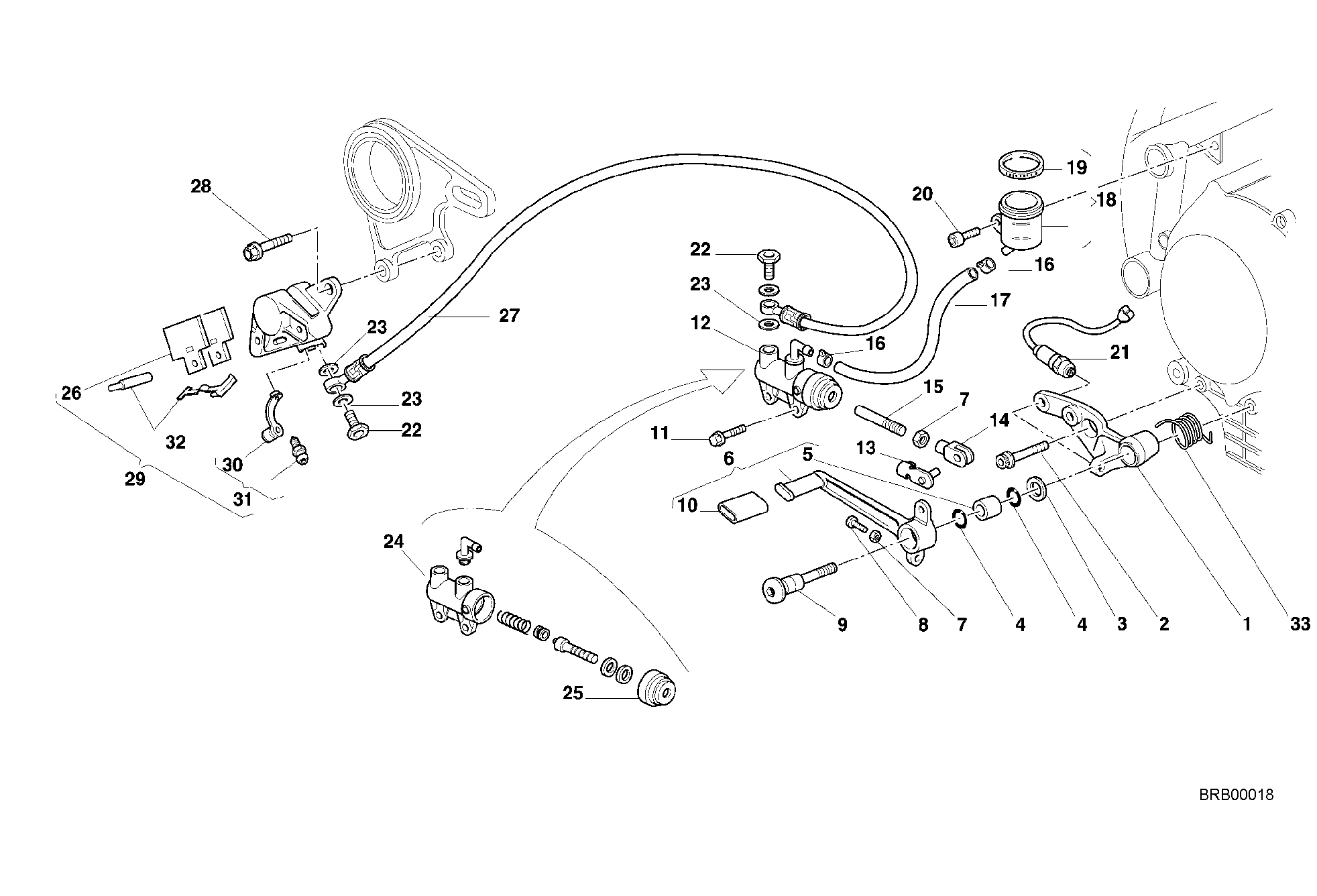 026 SYSTEME DE FREIN ARRIERE POUR SUPERBIKE 748 S 2000
