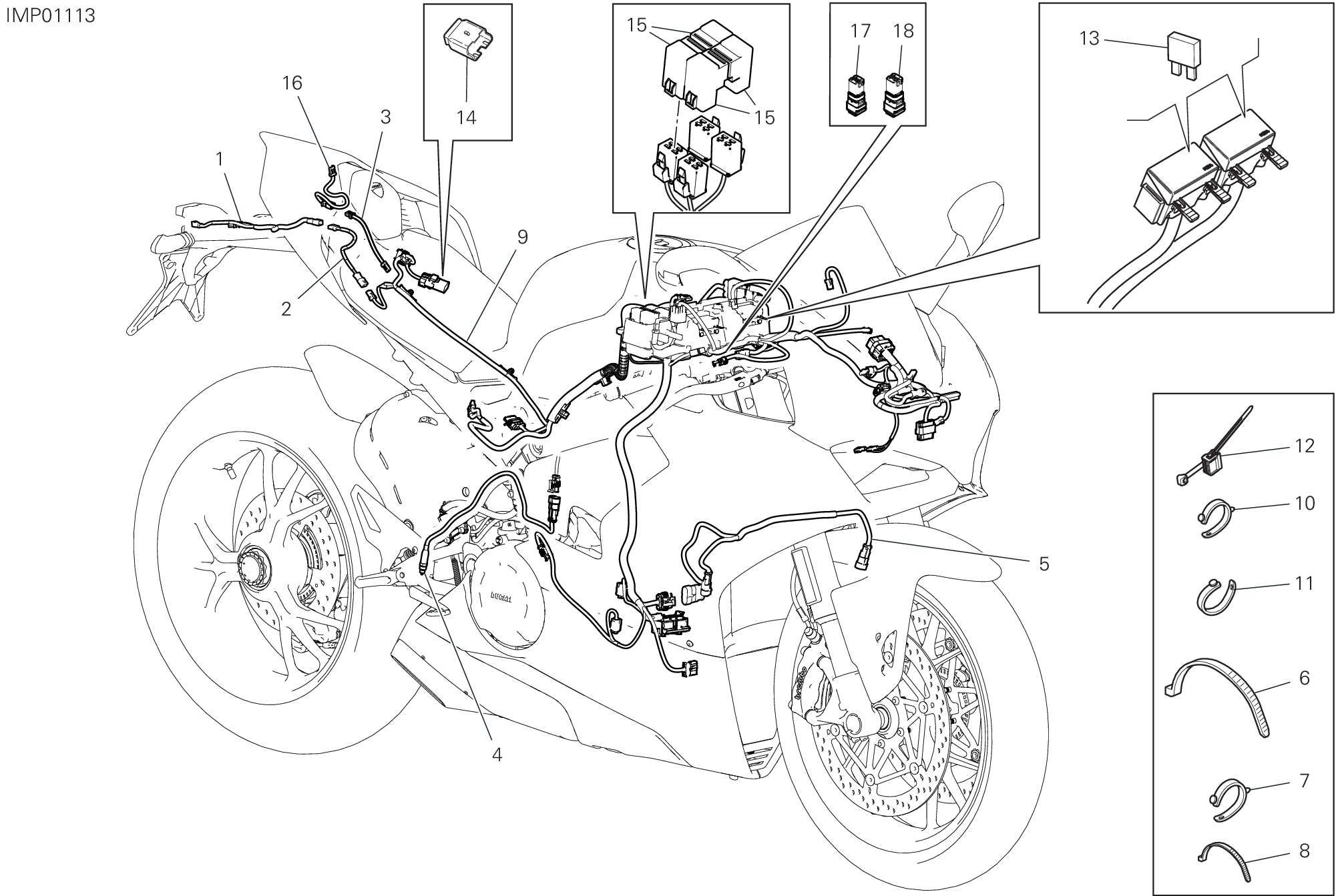 13C CIRCUIT ELECTRIQUE VEHICULE POUR SUPERBIKE PANIGALE V4 SPECIALE 2019