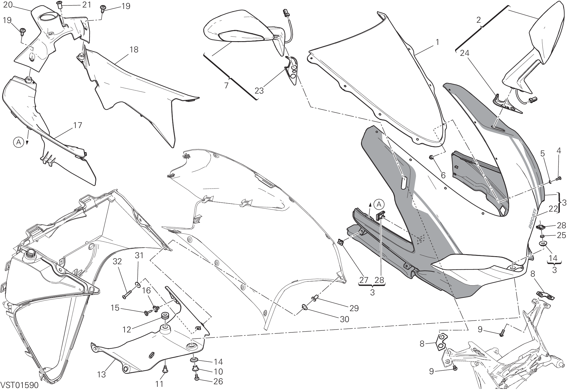 034 CAPOT AVANT POUR SUPERBIKE 1299S 90 ANNIVERSARIO 2017