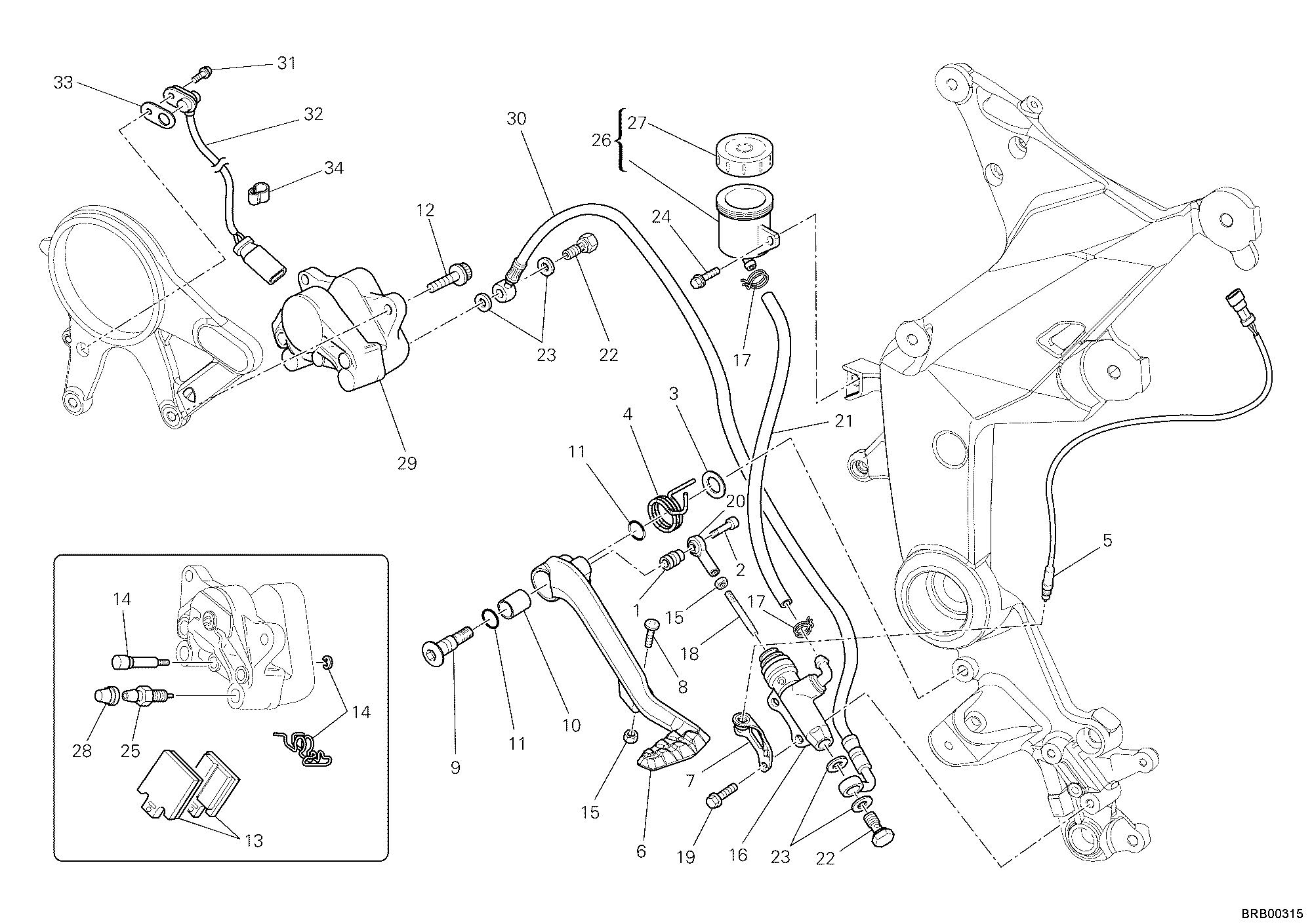 025 SYSTEME DE FREIN ARRIERE POUR MULTISTRADA 1200 2010