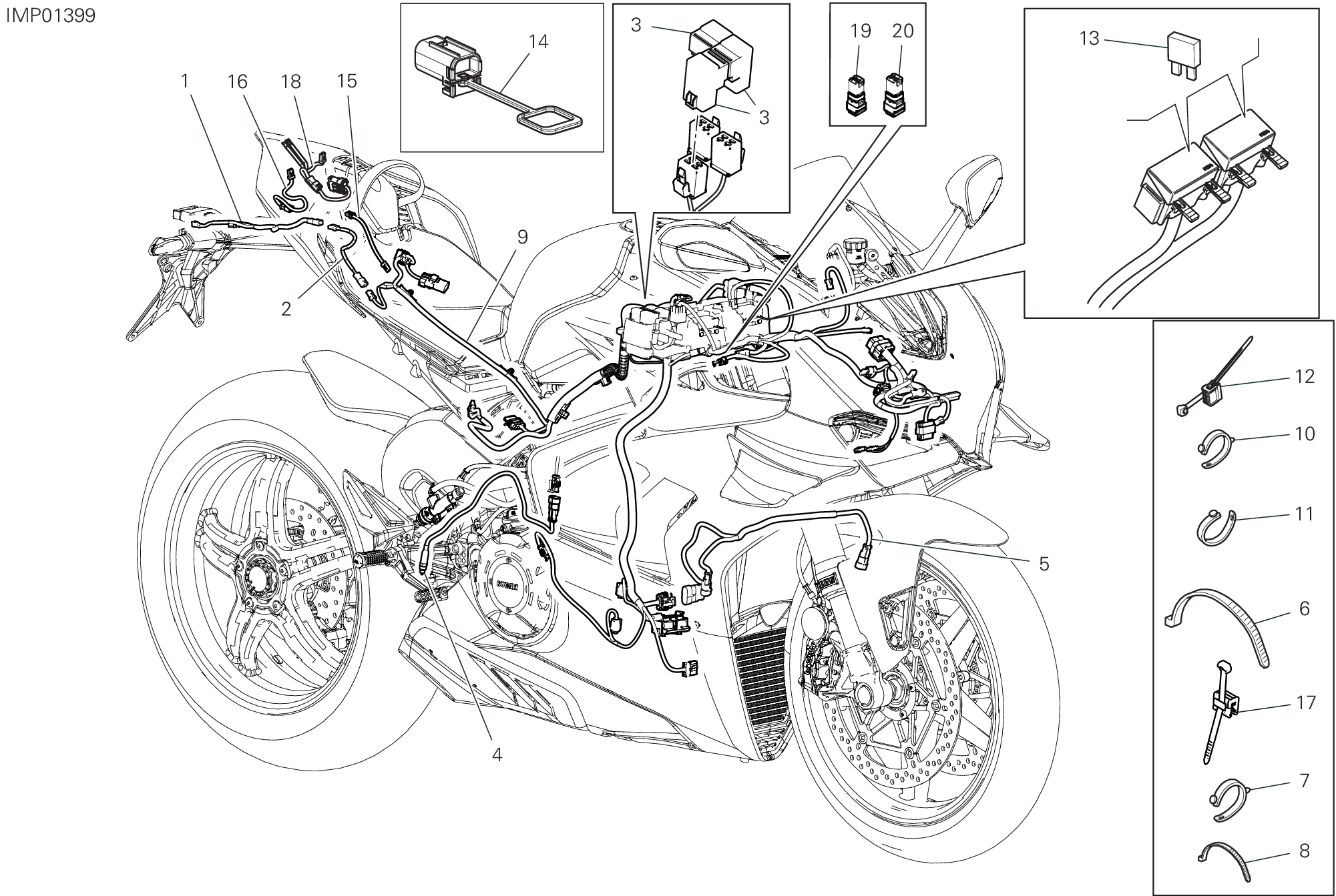 13C CIRCUIT ELECTRIQUE VEHICULE POUR SUPERBIKE PANIGALE V4 SP 2021