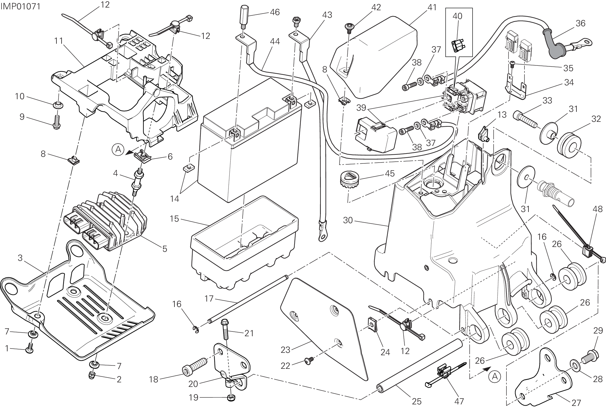 018 SUPPORT BATTERIE POUR MONSTER 1200 S 2020