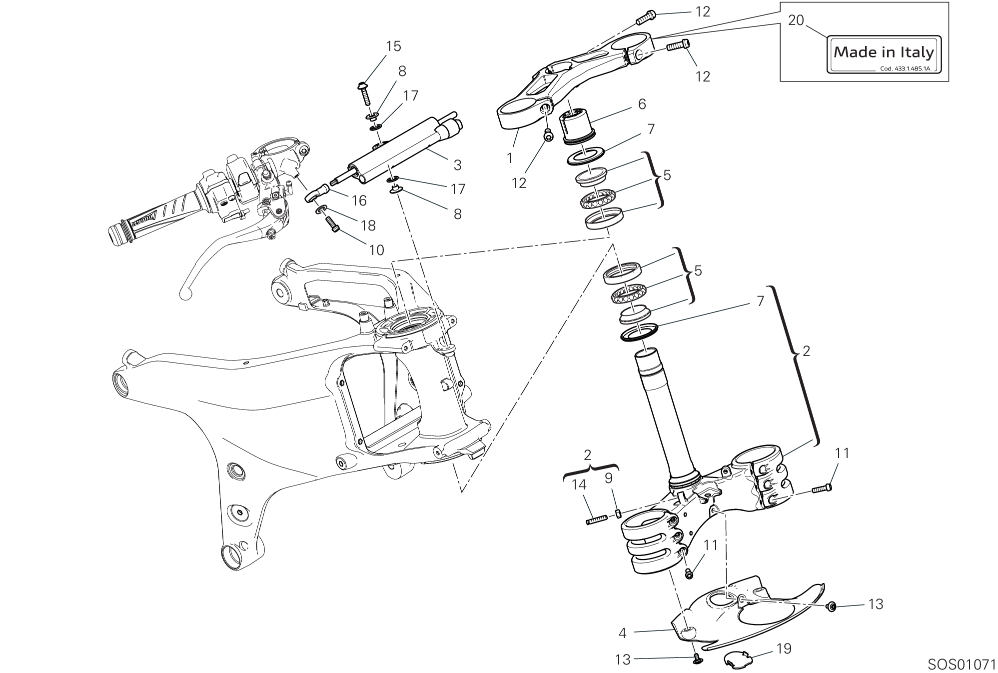 18A ENSEMBLE DIRECTION POUR SUPERBIKE PANIGALE V4 S 2020