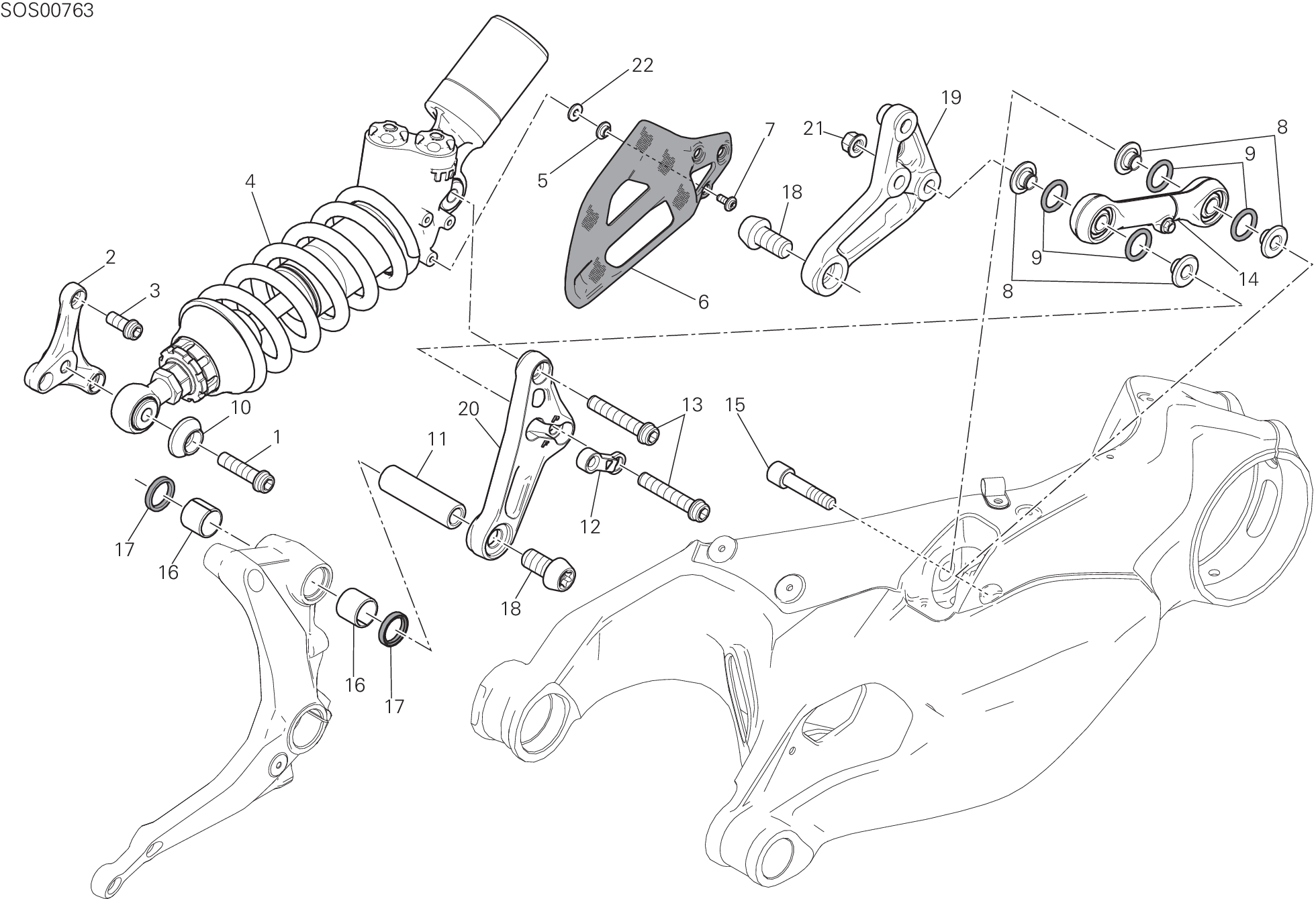 028 SOSPENSIONE POSTERIORE POUR SUPERBIKE 1299R FINAL EDITION 2018