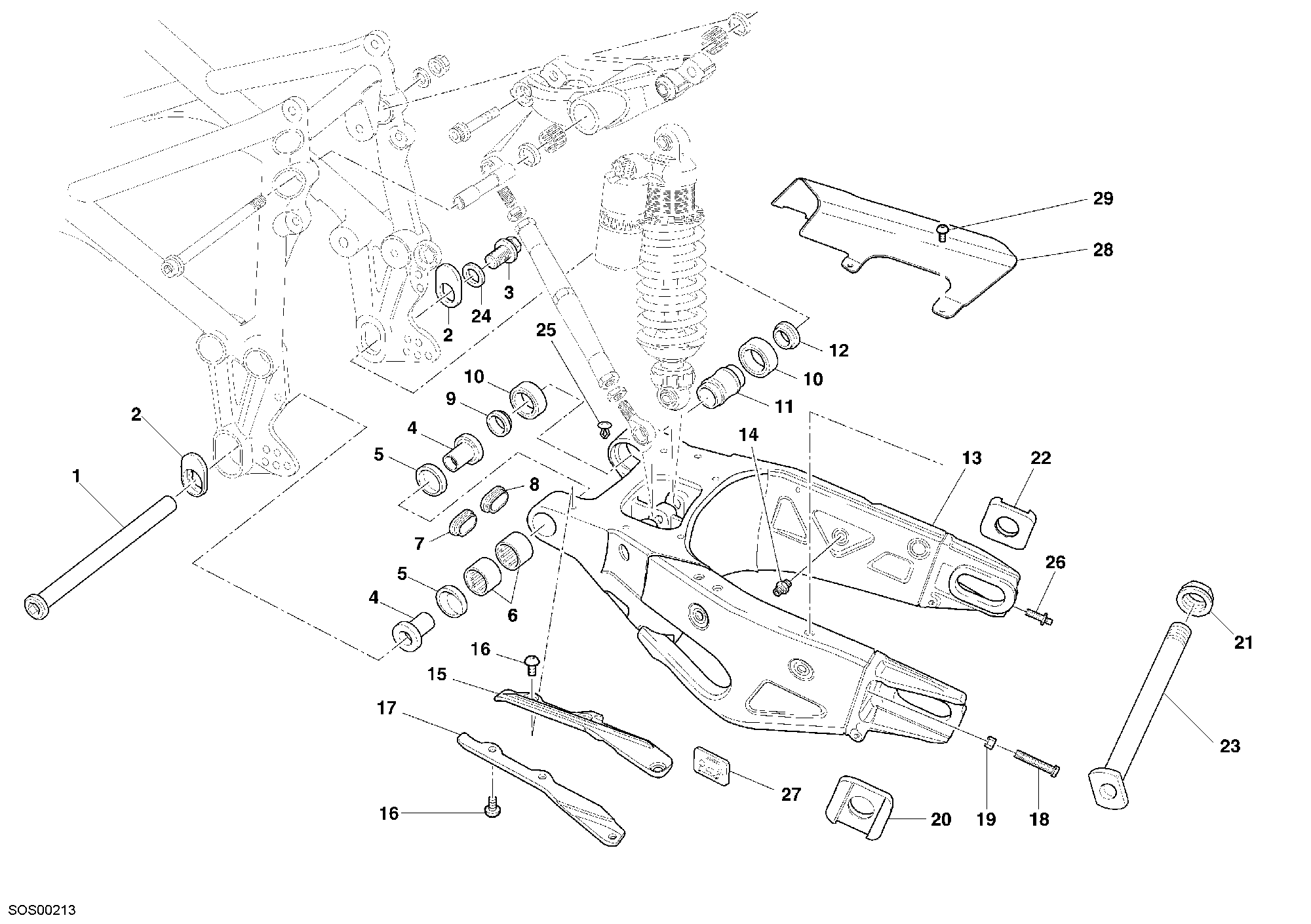 28A BRAS OSCILLANT POUR SUPERBIKE 999 R 2005