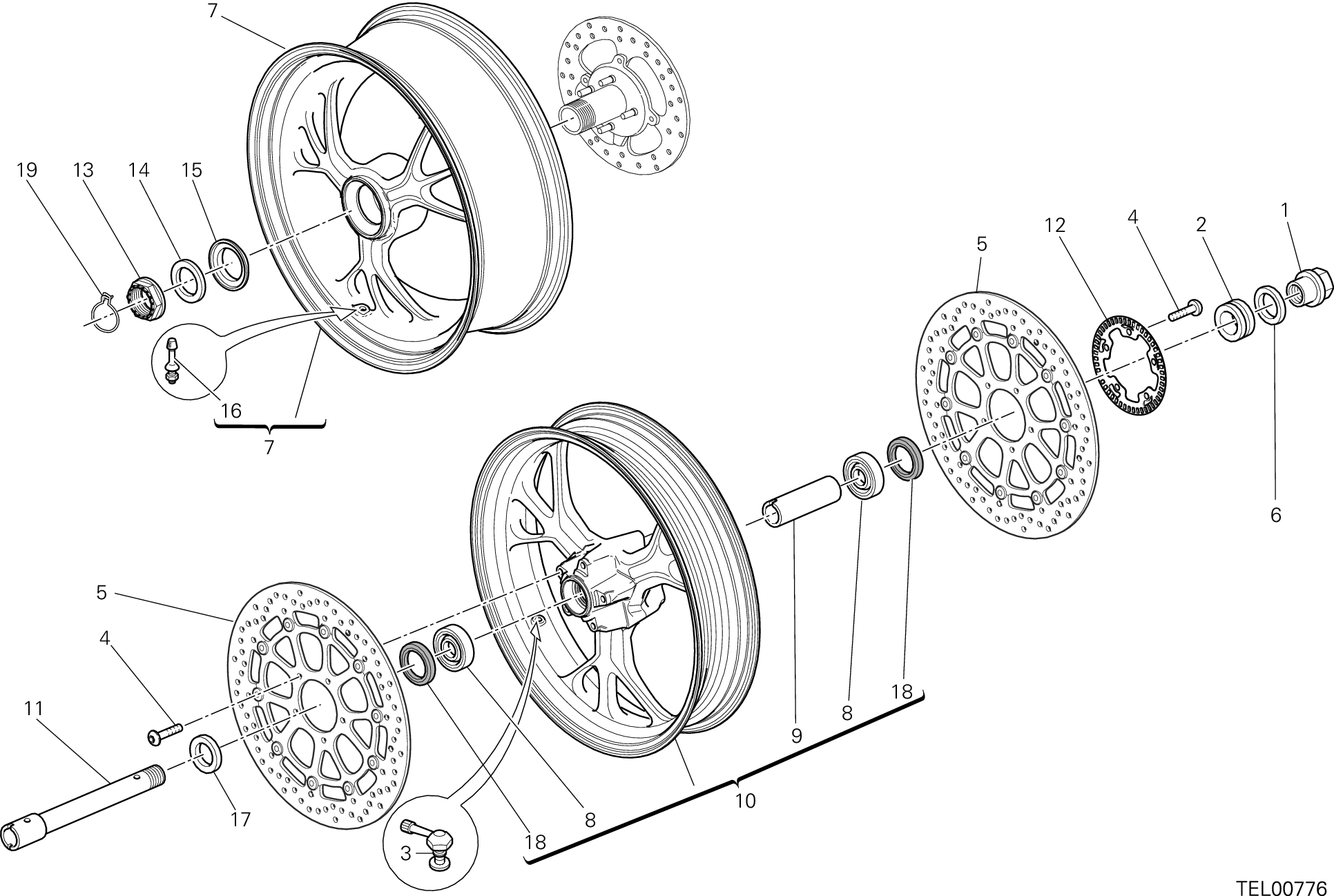 026 RUOTA ANTERIORE E POSTERIORE POUR HYPERMOTARD 939 SP 2017
