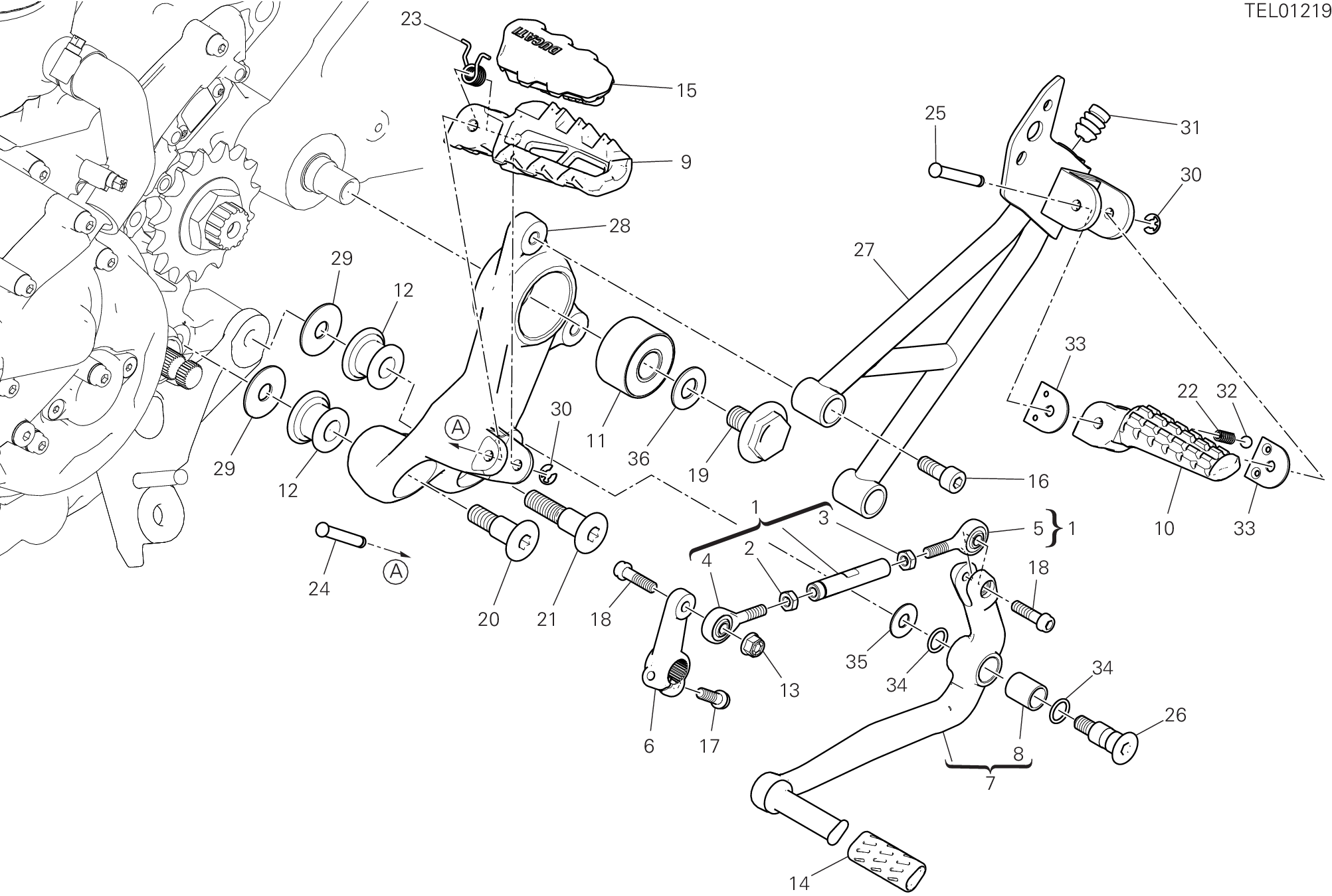 25A REPOSE PIED GAUCHE POUR HYPERMOTARD 950 2020