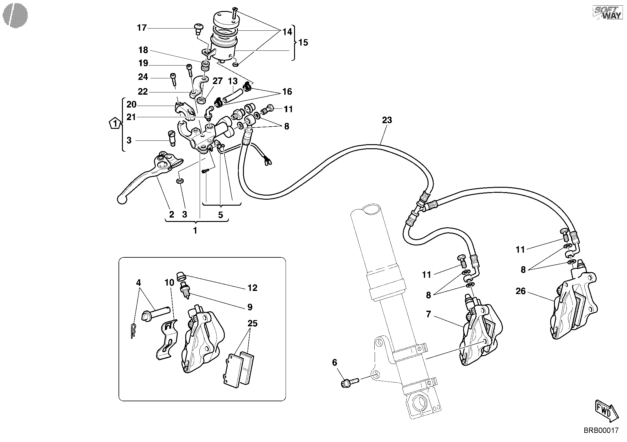 025 SYSTEME DE FREIN AVANT POUR SUPERBIKE 748 E 2001
