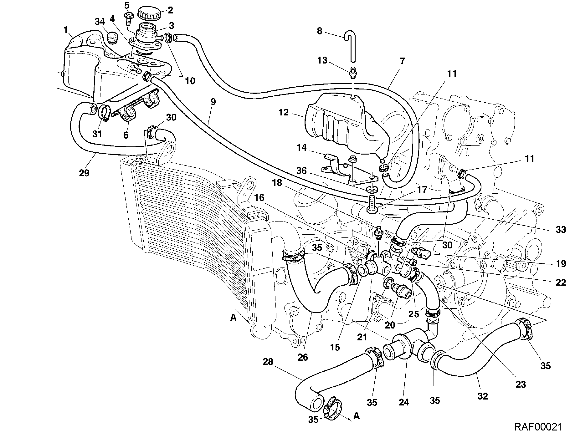 033 CIRCUIT DE REFROIDISSEMENT POUR SUPERBIKE 996 SPS 2000