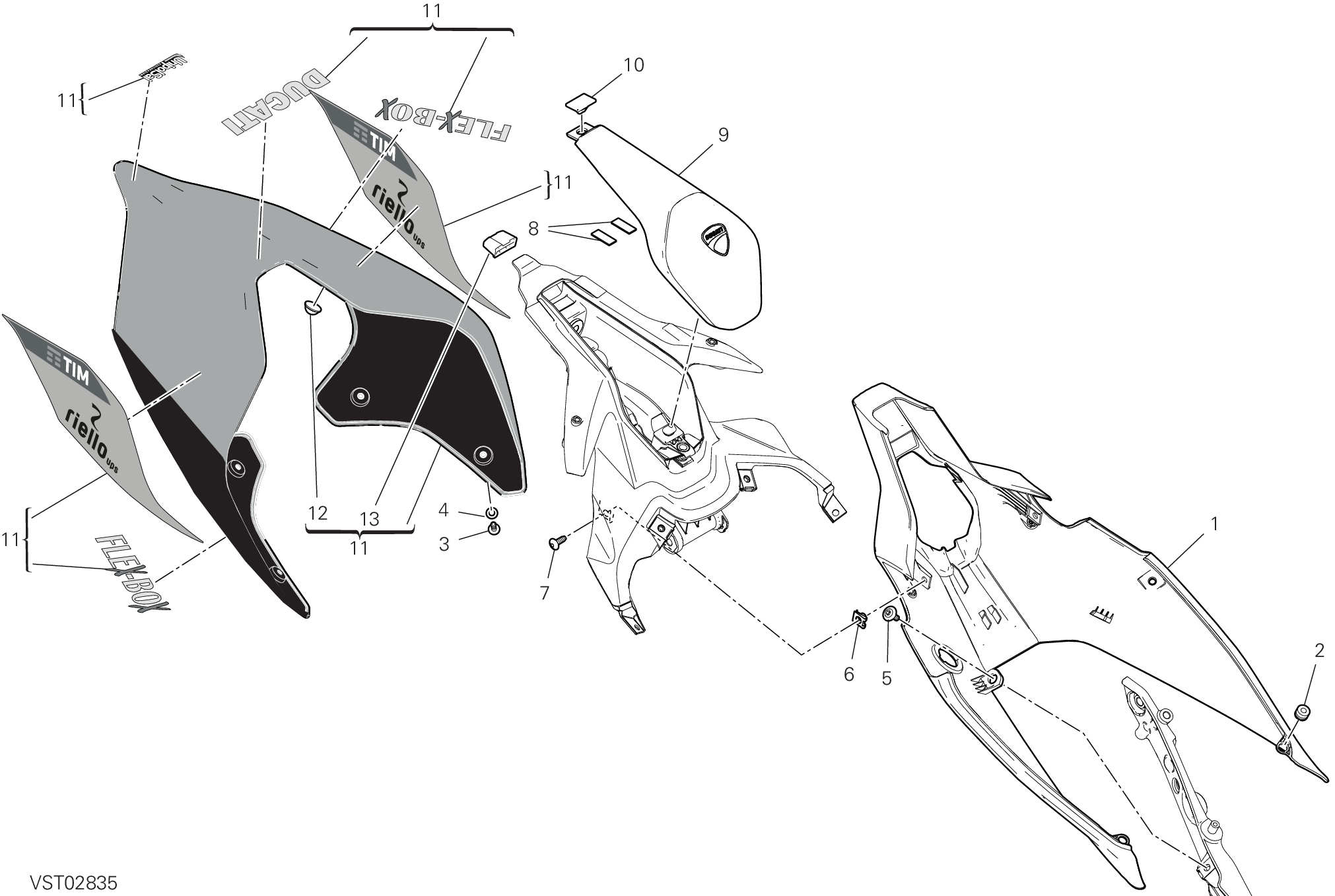 37D QUEUE DE CARENAGE POUR SUPERBIKE PANIGALE V4 2023 BAGNAIA WORLD CHAMPION REPLICA 2024