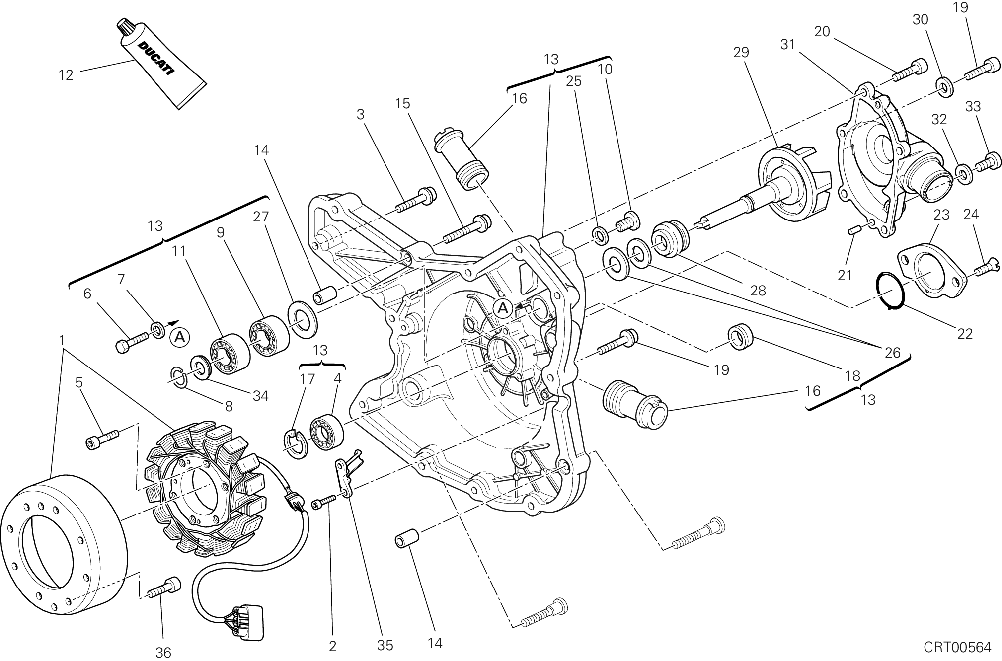 011 COUVERCLE GENERATEUR POUR MULTISTRADA 1200 S GT 2013