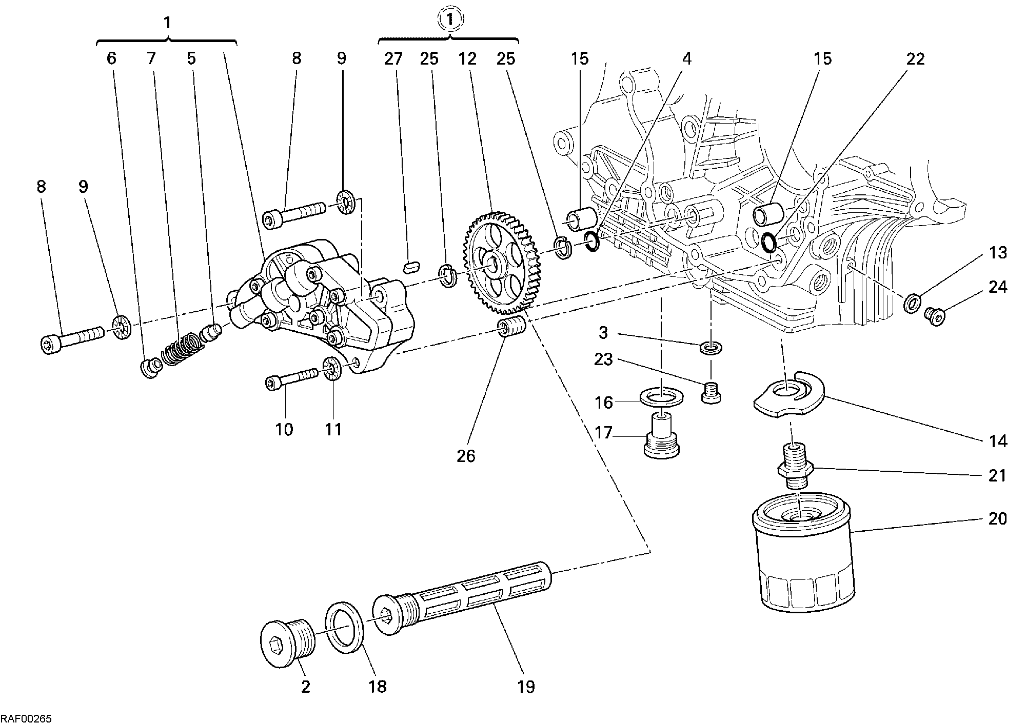 009 POMPE A HUILE FILTRE POUR HYPERMOTARD 1100 2008