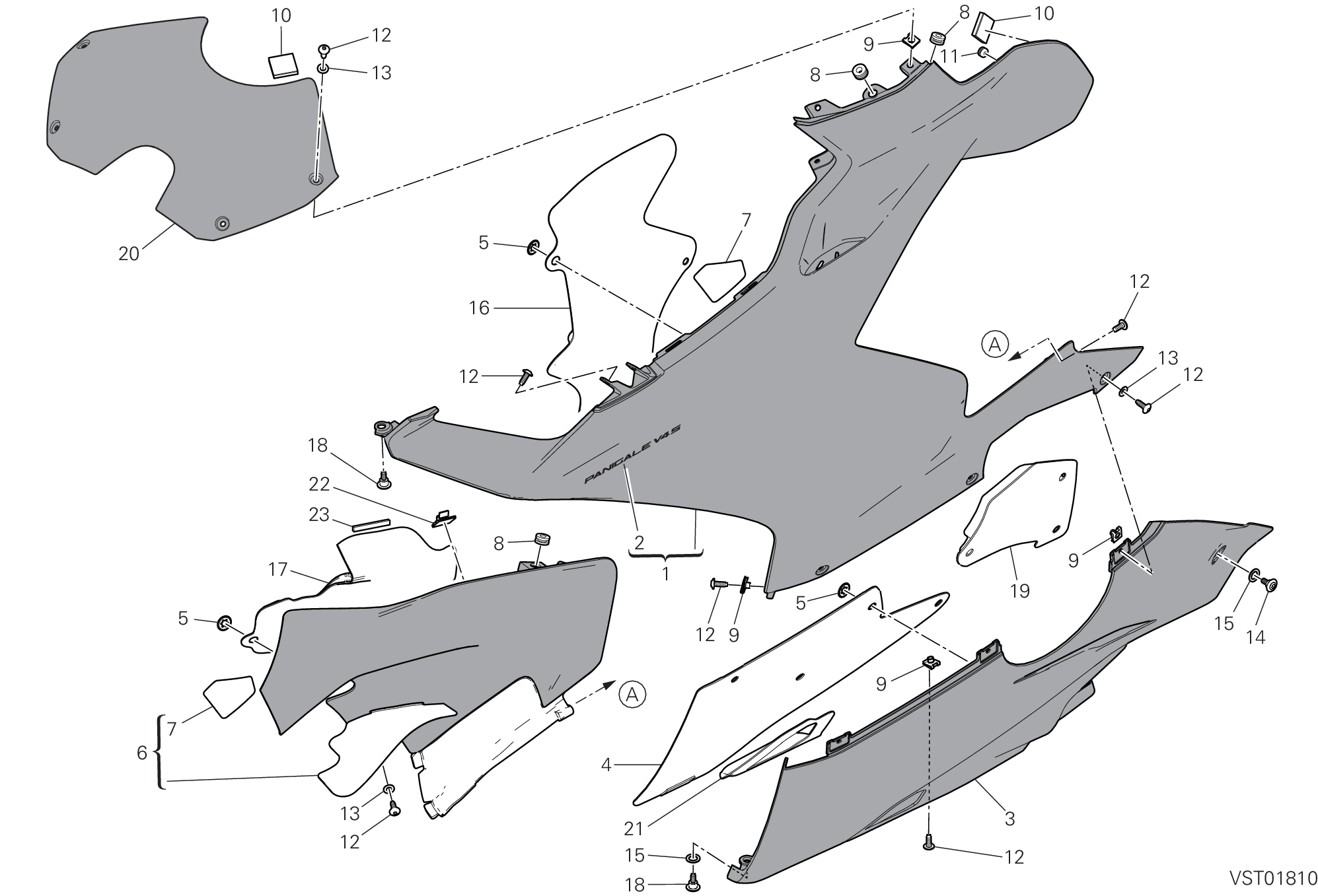 37C CARENE GAUCHE POUR SUPERBIKE PANIGALE V4 S 2018