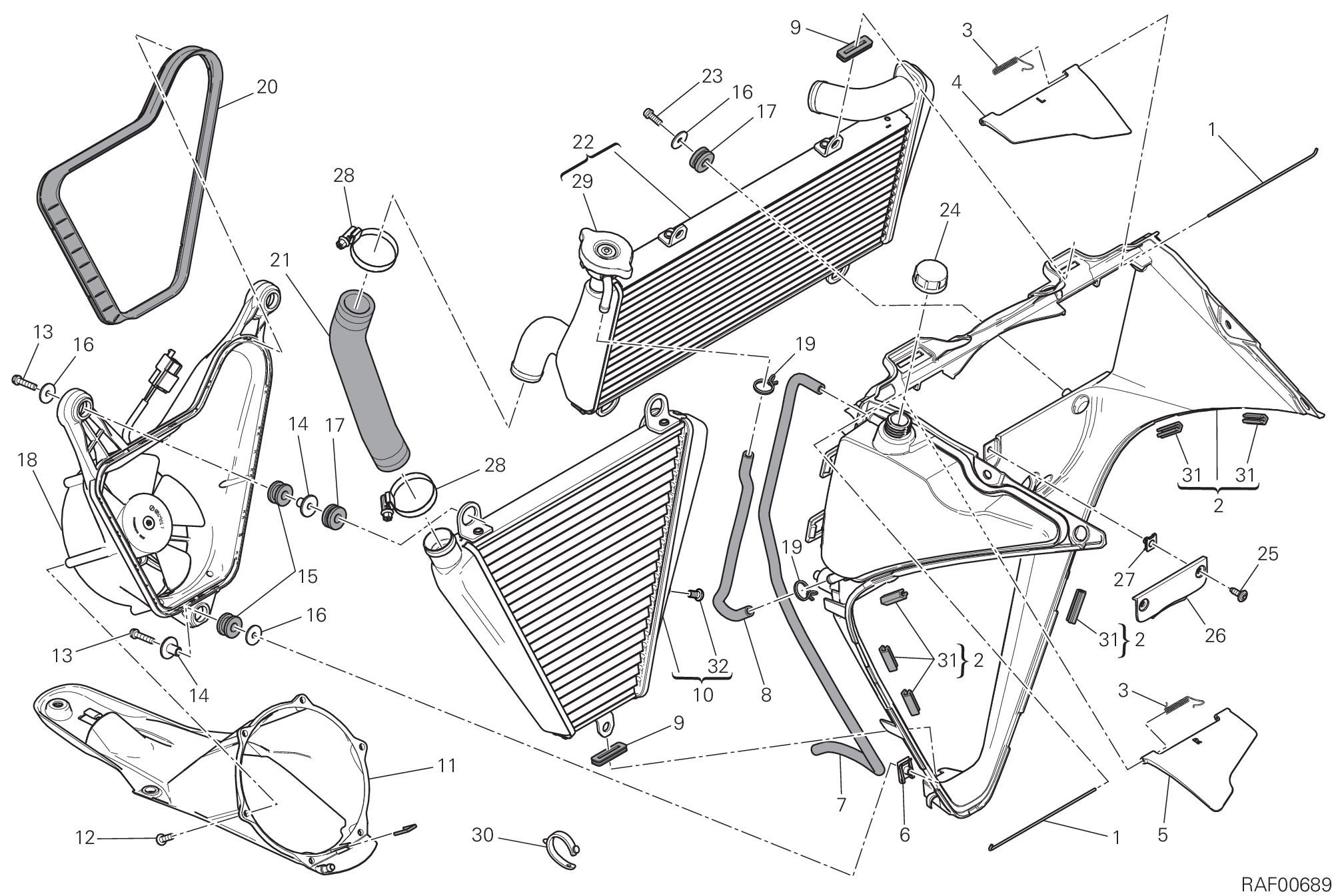 030 RADIATEUR DEAU POUR SUPERBIKE 959 PANIGALE CORSE 2019