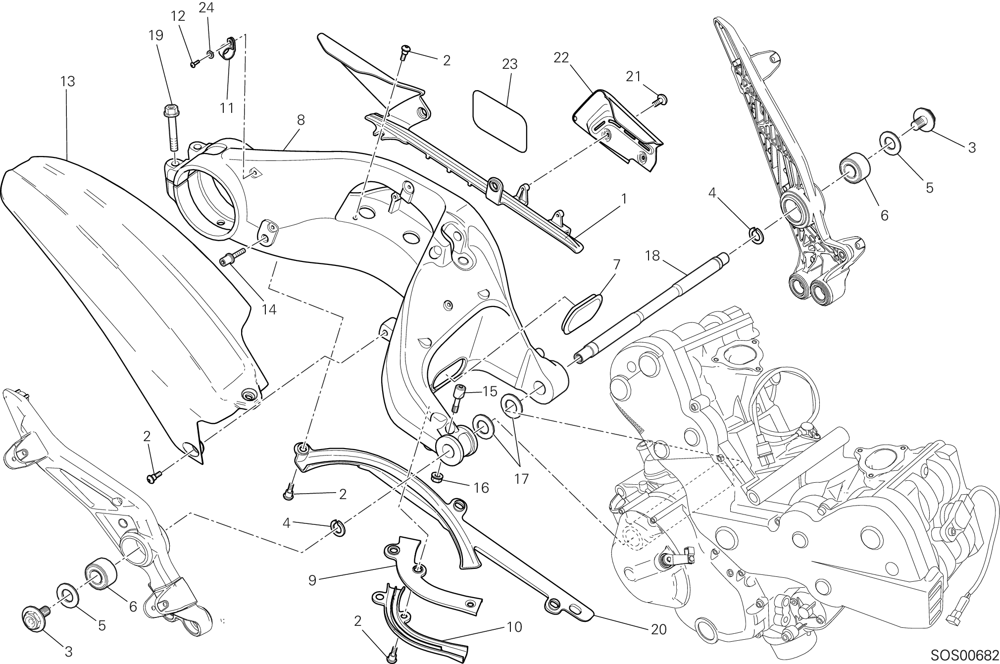 28A BRAS OSCILLANT ARRIERE POUR HYPERMOTARD HYPERSTRADA 939 2016