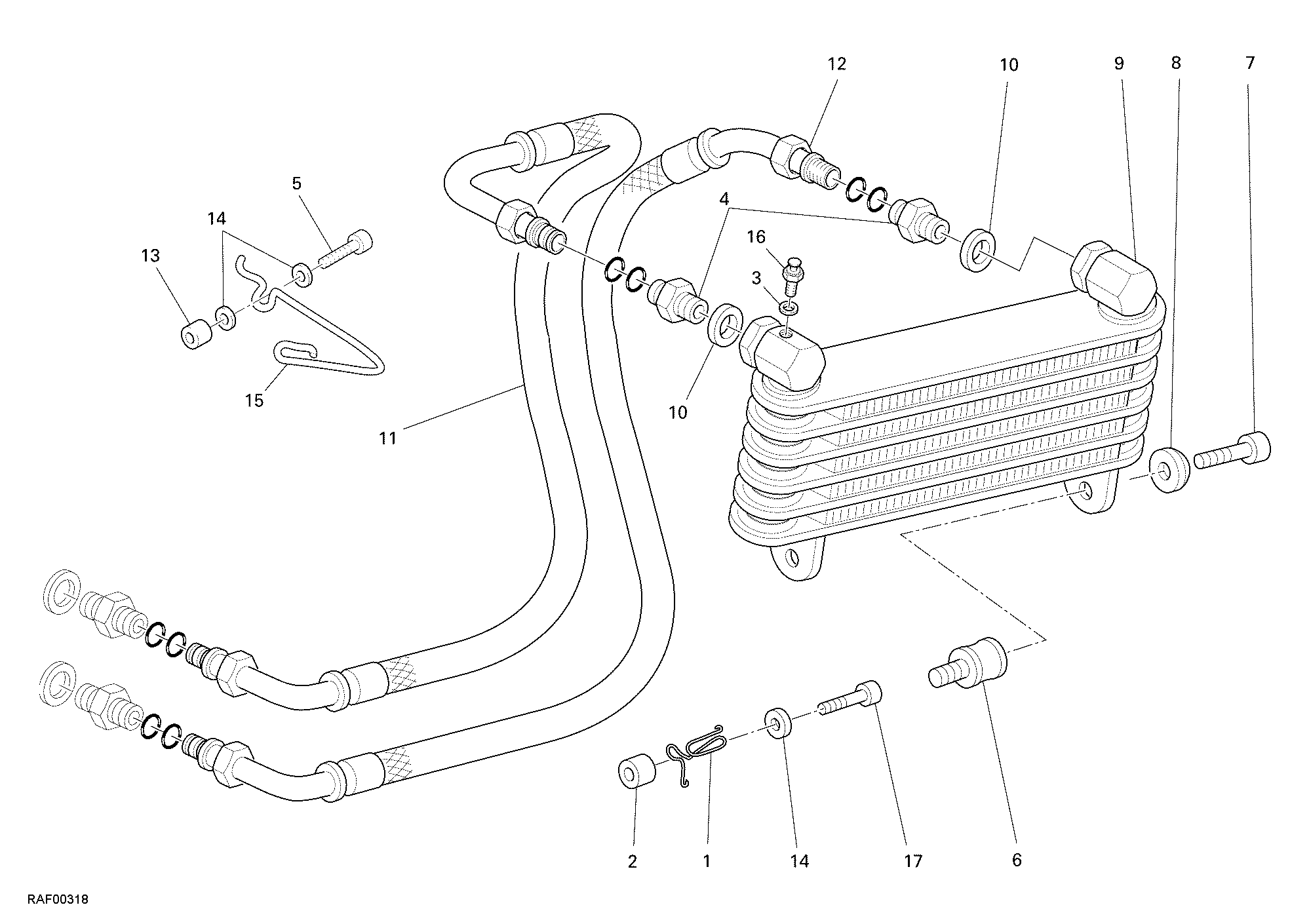 035 RADIATEUR A HUILE POUR HYPERMOTARD 1100 S 2008
