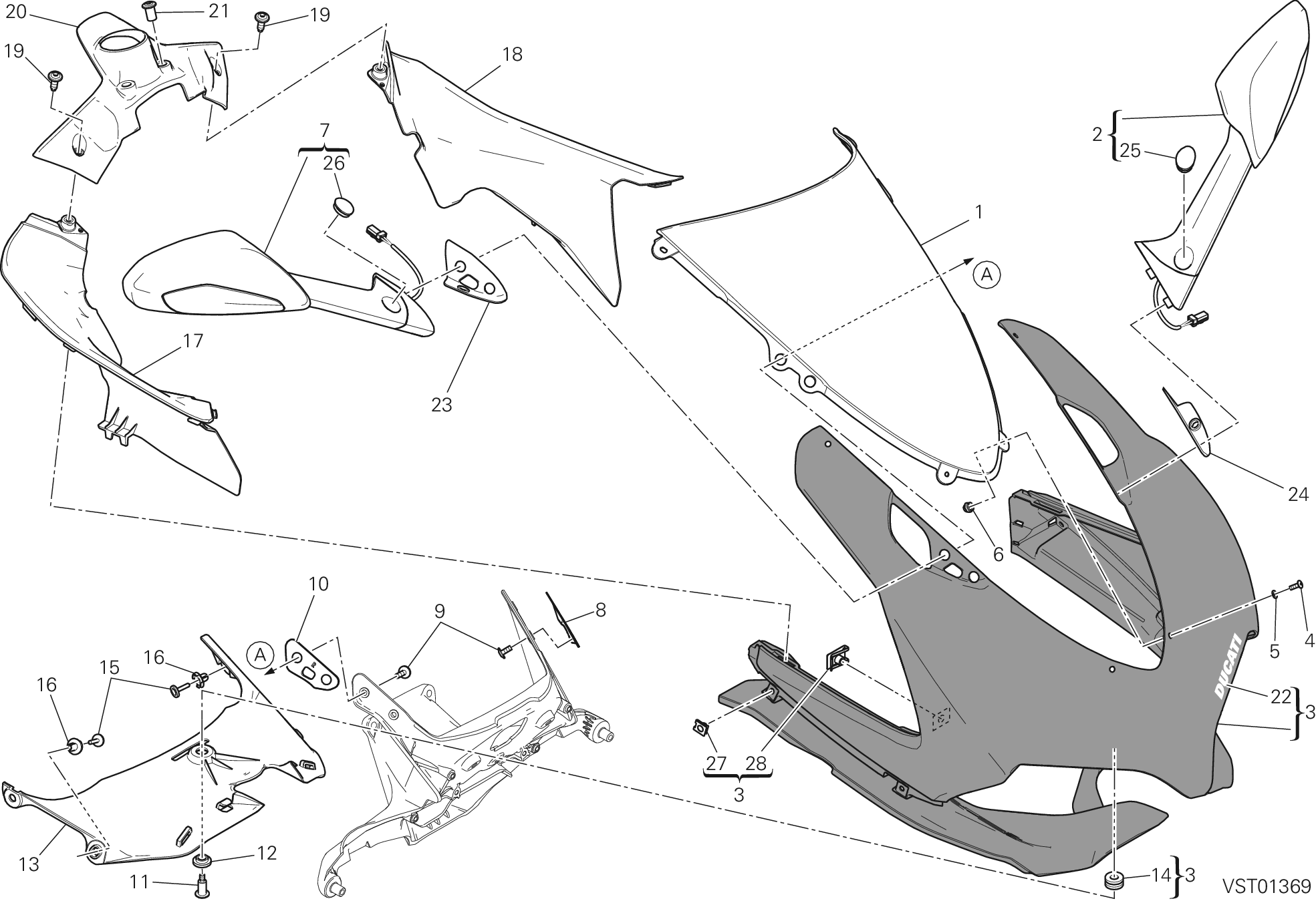 034 CAPOT AVANT POUR SUPERBIKE 1199 PANIGALE ABS 2014