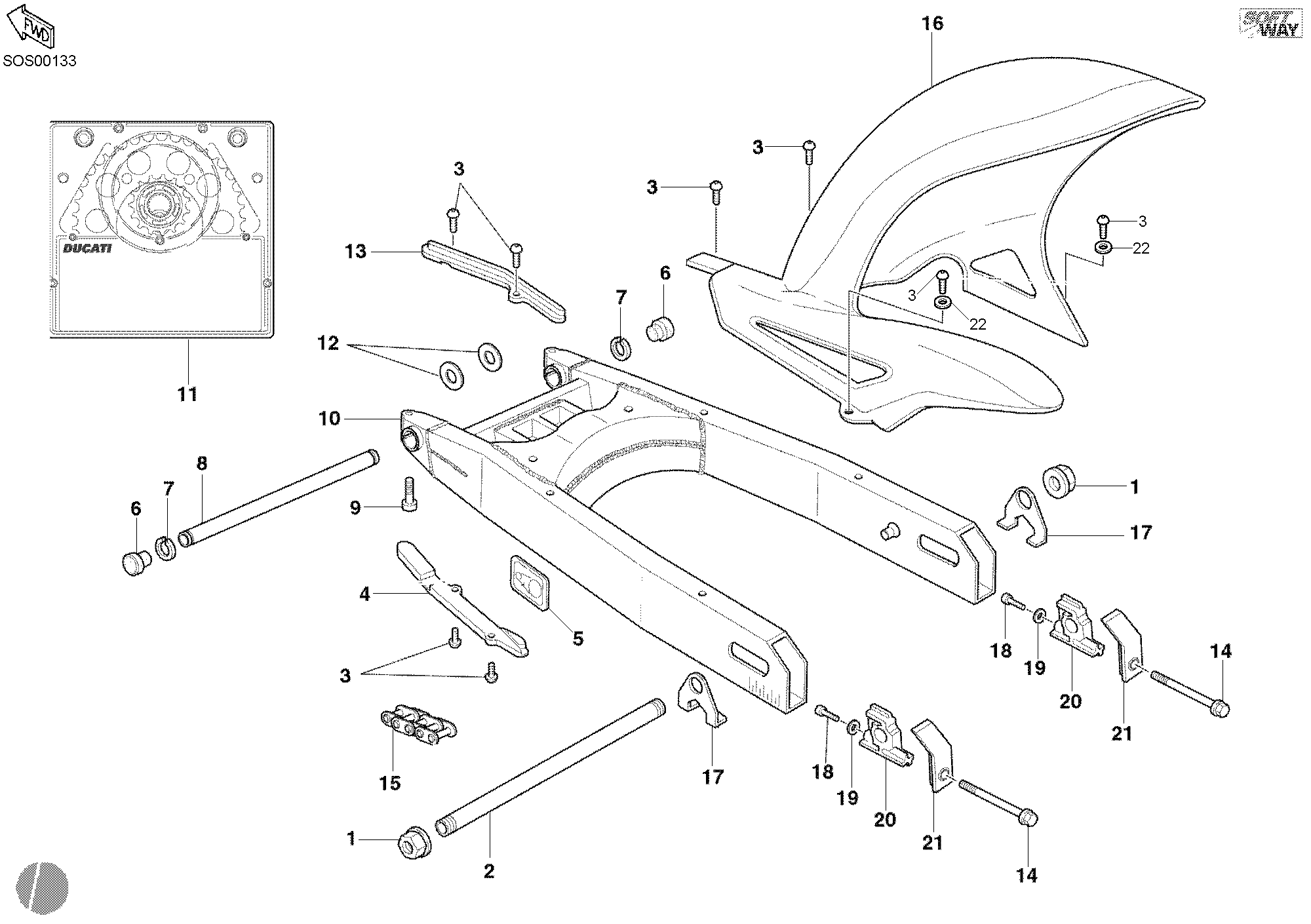 034 BRAS OSCILLANT POUR SPORT TOURING ST3 2004