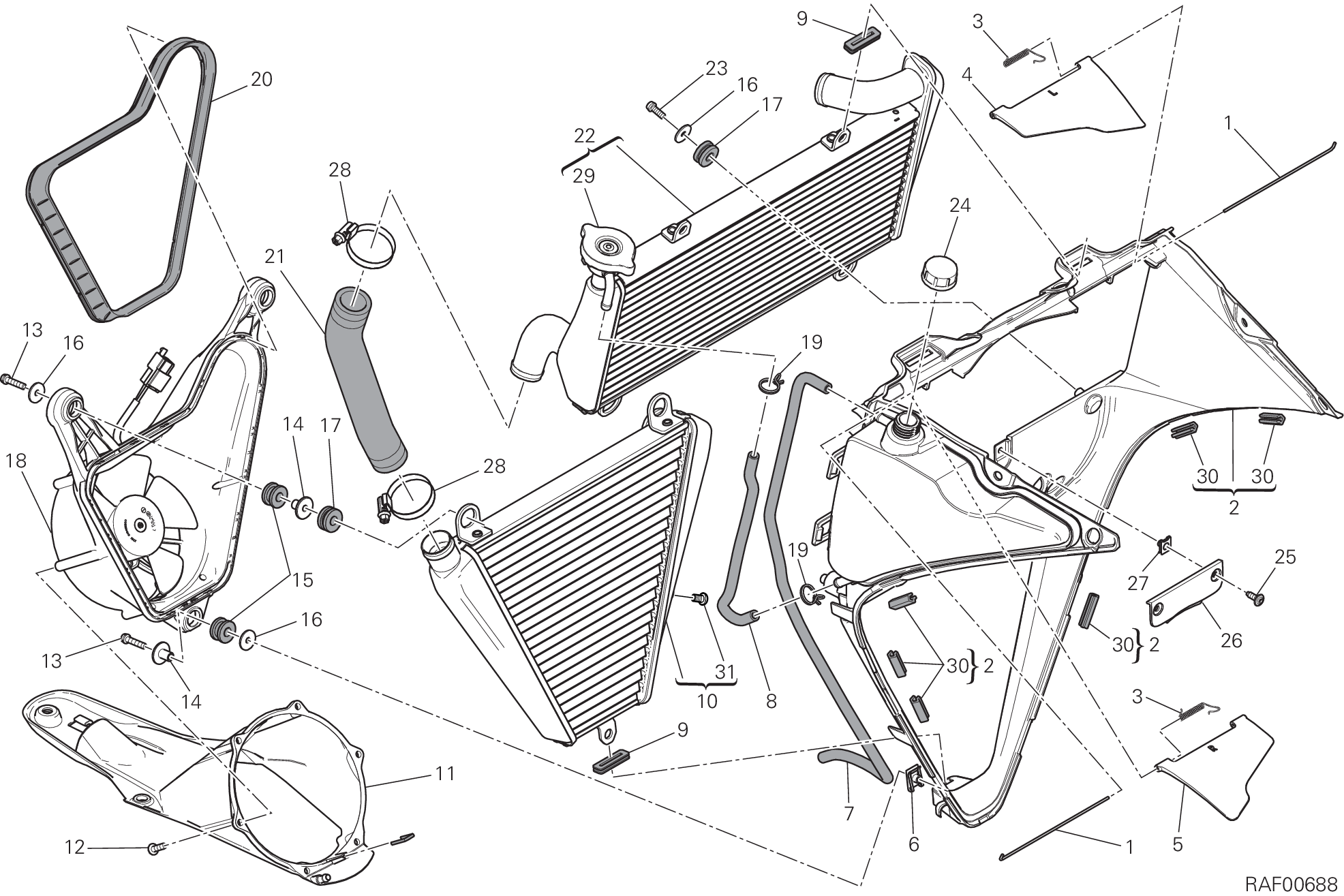 030 RADIATEUR DEAU POUR SUPERBIKE 1199 PANIGALE 2012