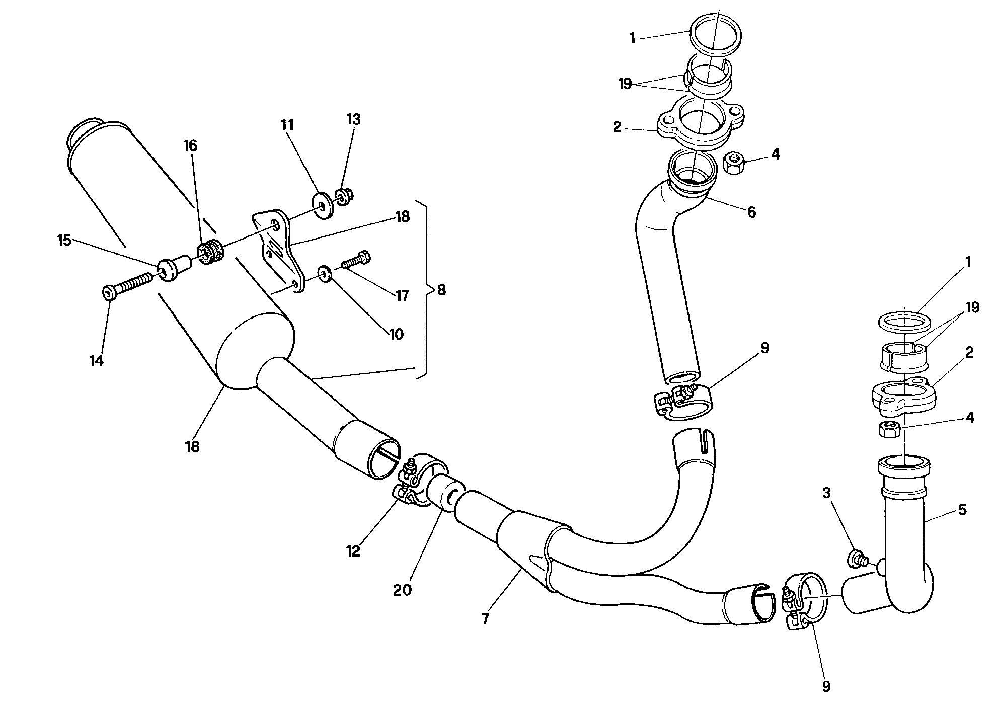 019 ECHAPPEMENT POUR SUPERSPORT 600 SS 1991