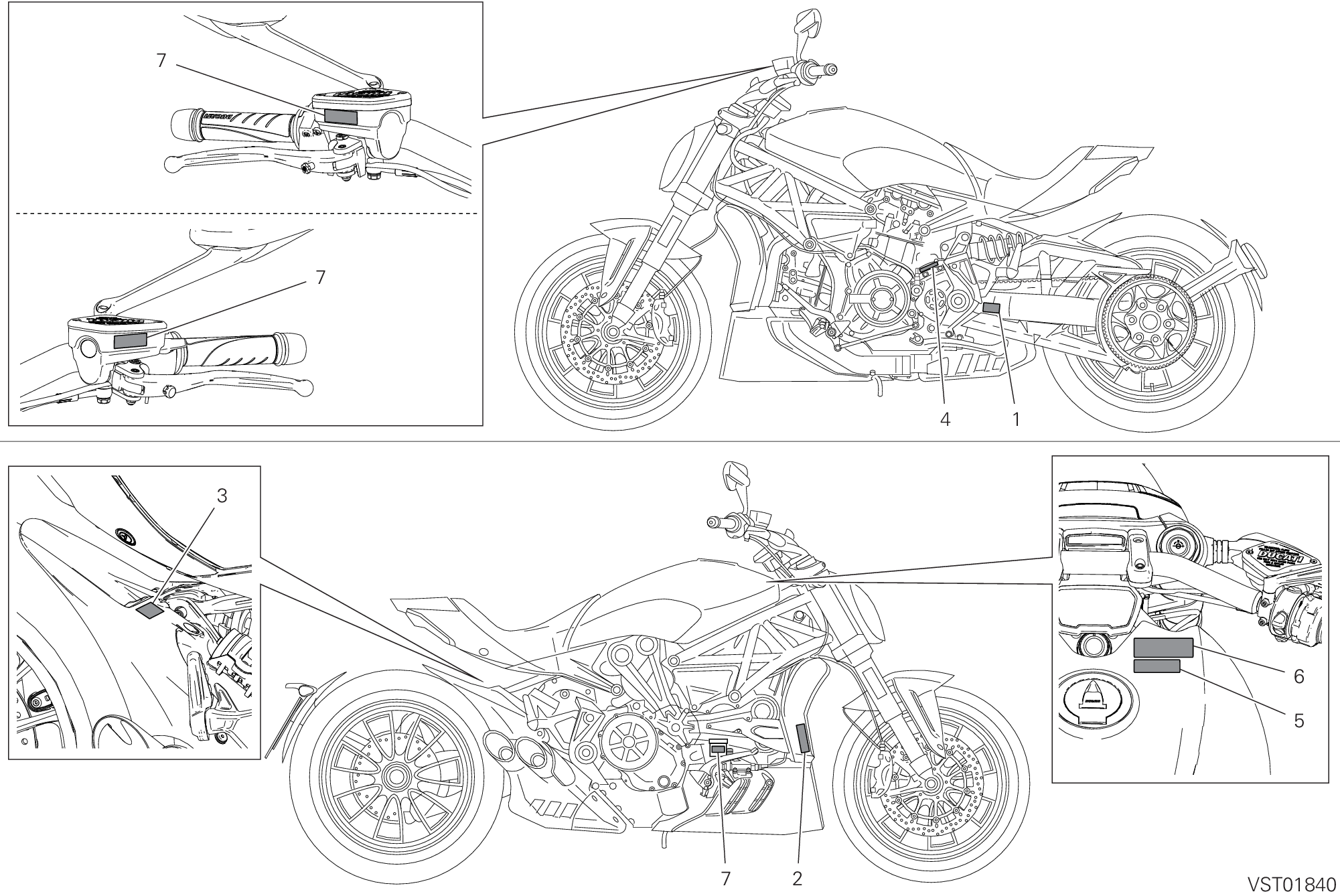 037 ETIQUETTES AVERTISSEMENT POUR XDIAVEL S 2020
