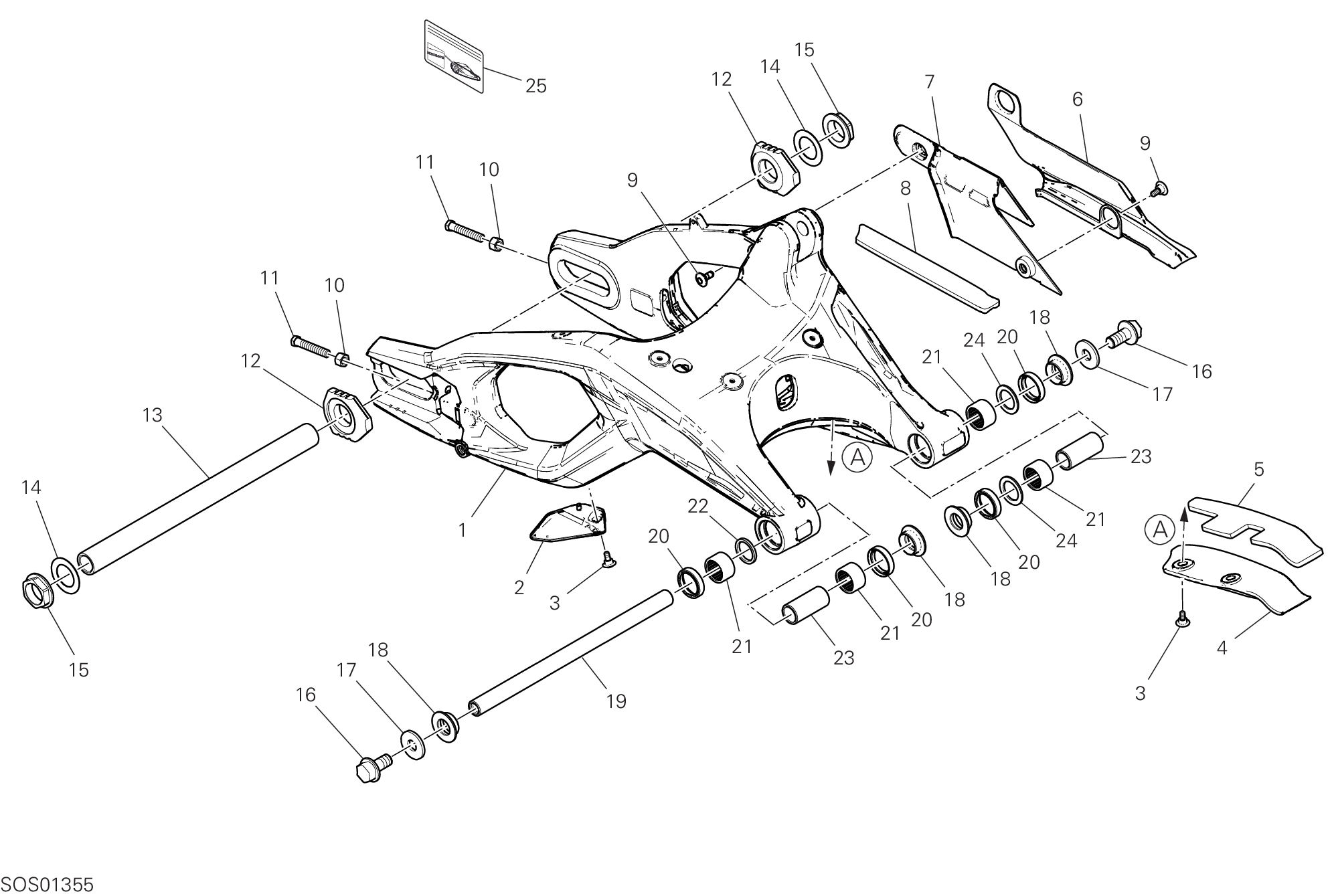19A BRAS OSCILLANT ARRIERE POUR SUPERBIKE PANIGALE V2 NEW 2025