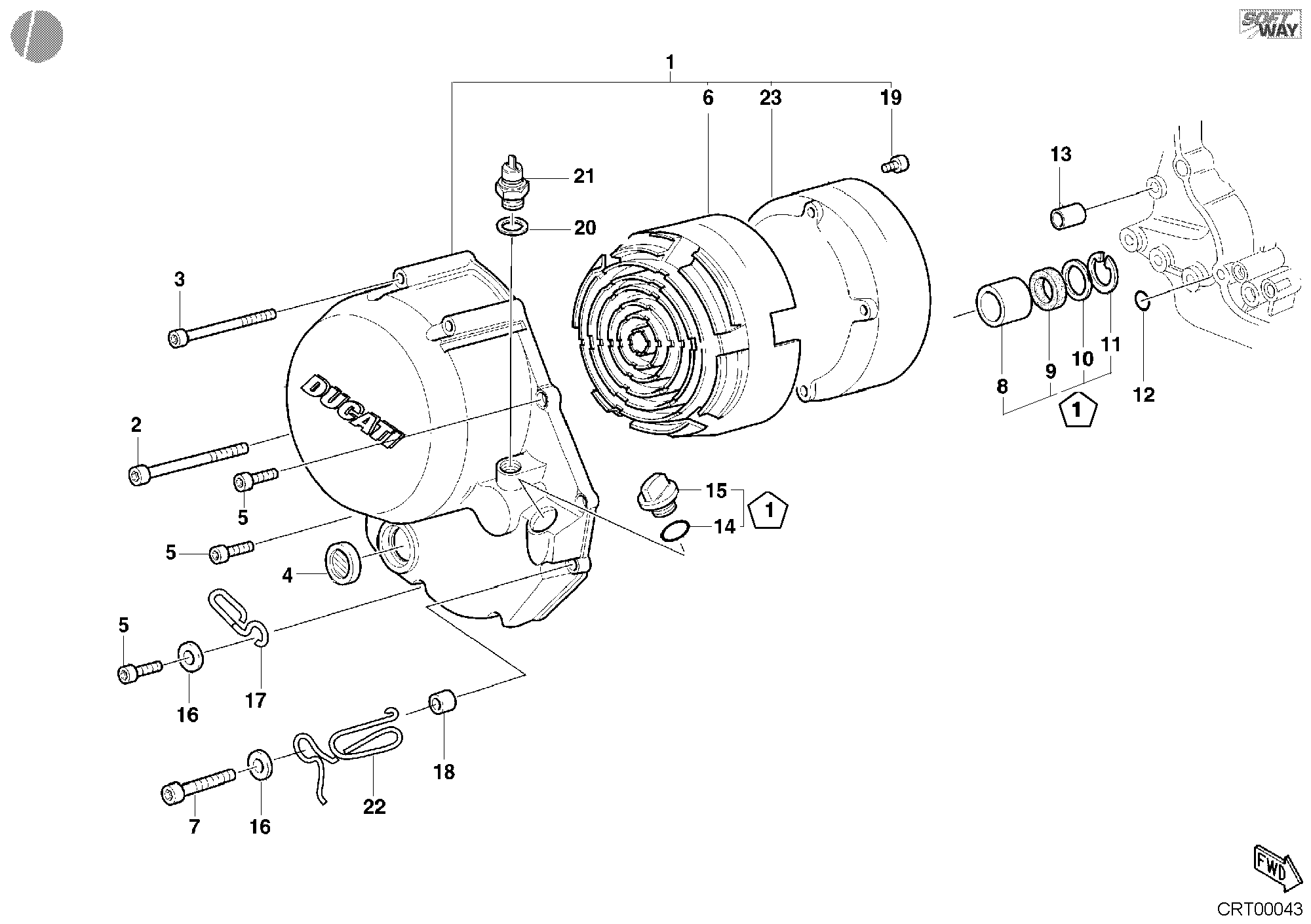 005 COUVERCLE EMBRAYAGE POUR MONSTER 600 2001