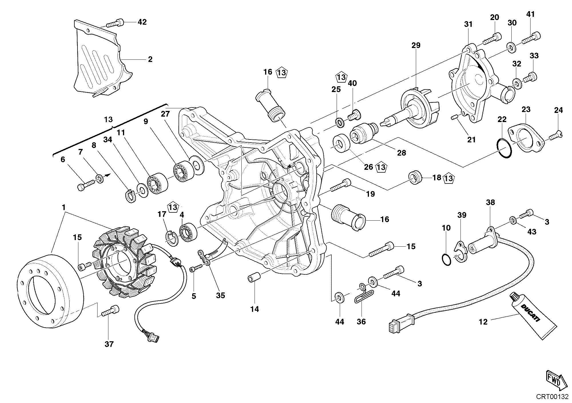011 COUVERCLE GENERATEUR POMPE EAU POUR SUPERBIKE 999 2003