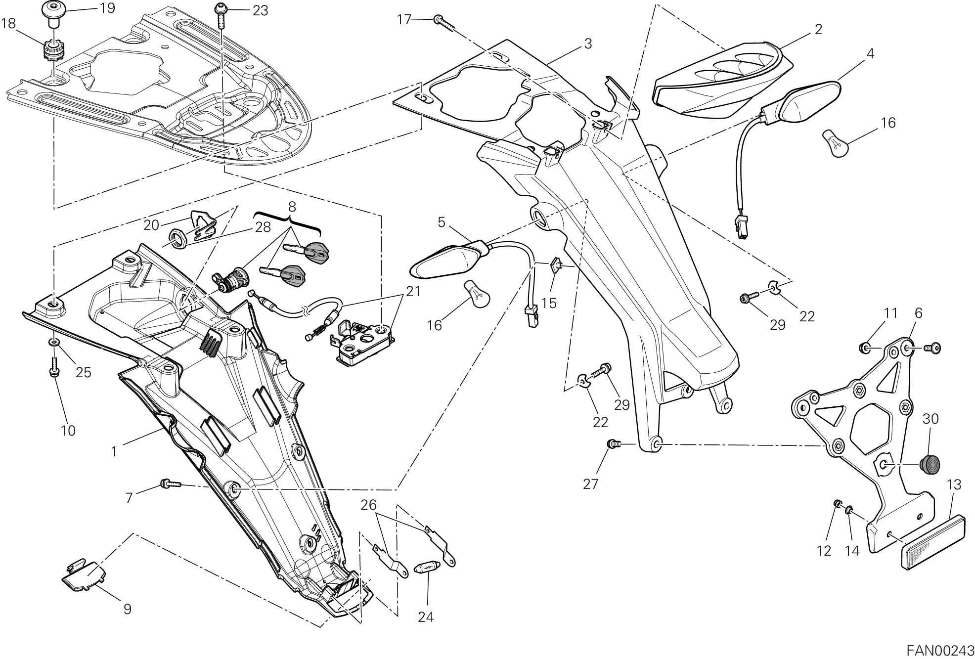 023 FEU ARRIERE POUR MONSTER 796 ABS 2013