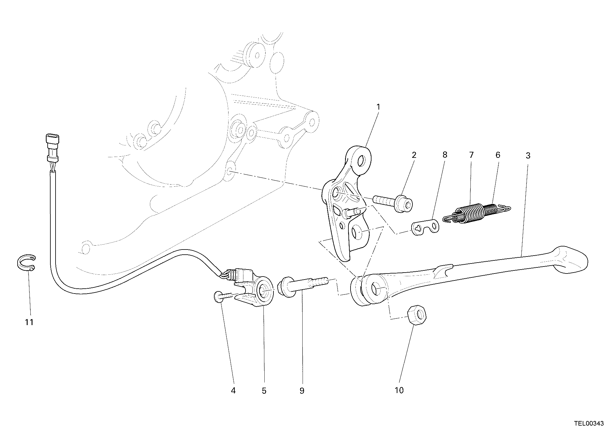 018 BEQUILLE LATERALE POUR MULTISTRADA 1000 S 2005