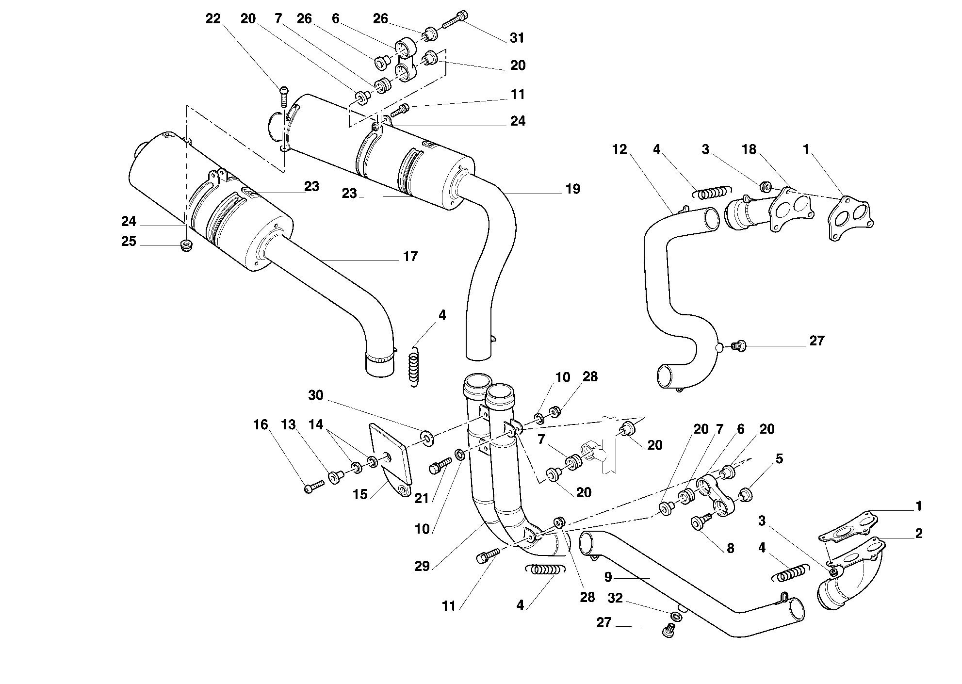 019 ECHAPPEMENT POUR SUPERBIKE 748 R SINGLE SEAT 2000