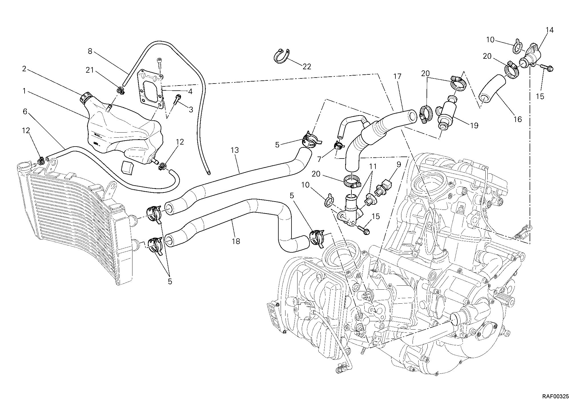 031 CIRCUIT DE REFROIDISSEMENT POUR SUPERBIKE 1098 S 2007